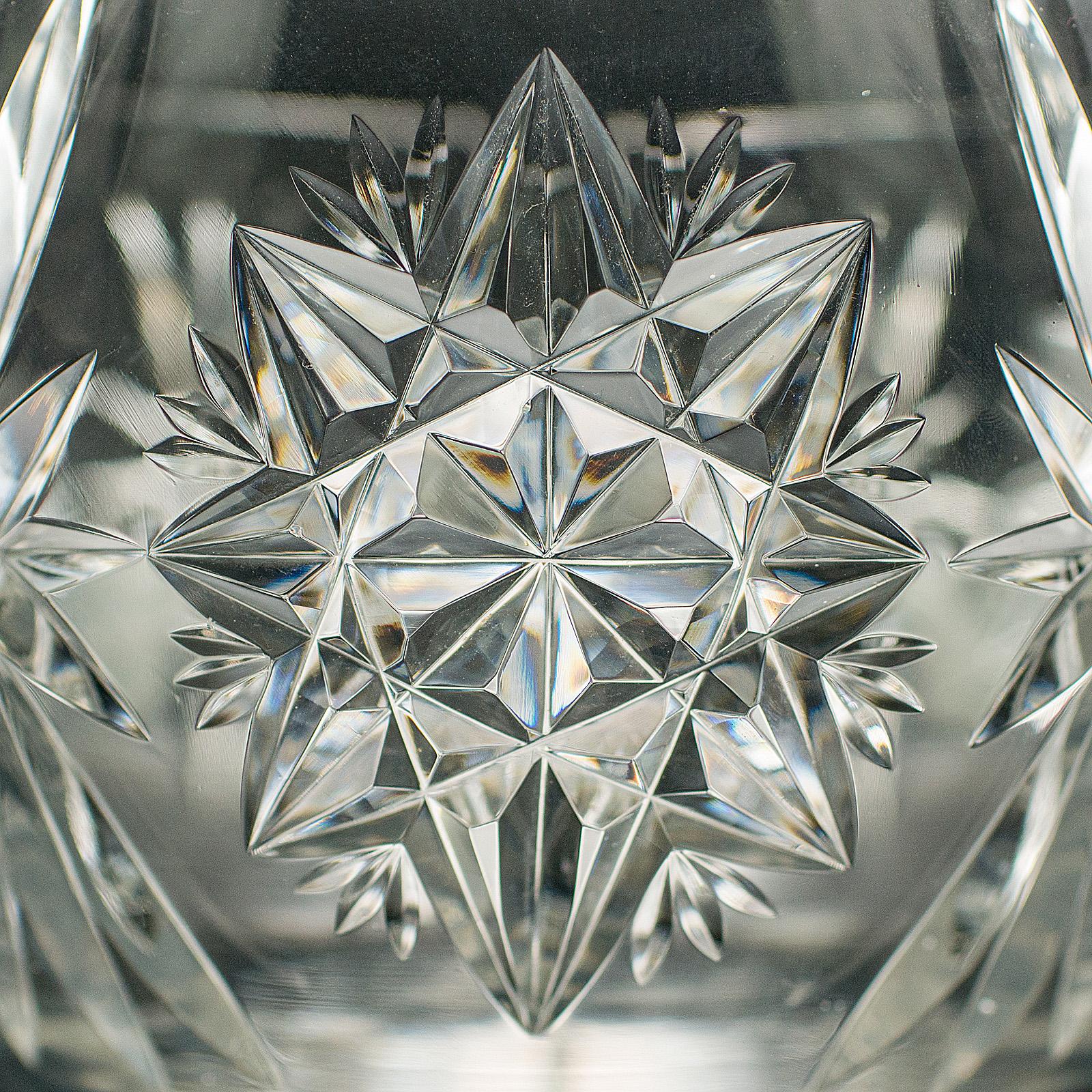 Large Vintage Crystal Fruit Bowl, English, Cut Glass, Decorative, Serving Dish For Sale 4