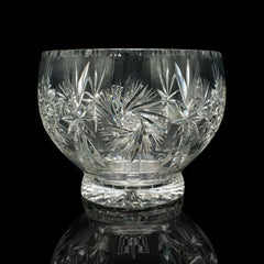 Large Vintage Crystal Fruit Bowl, English, Cut Glass, Decorative, Serving Dish