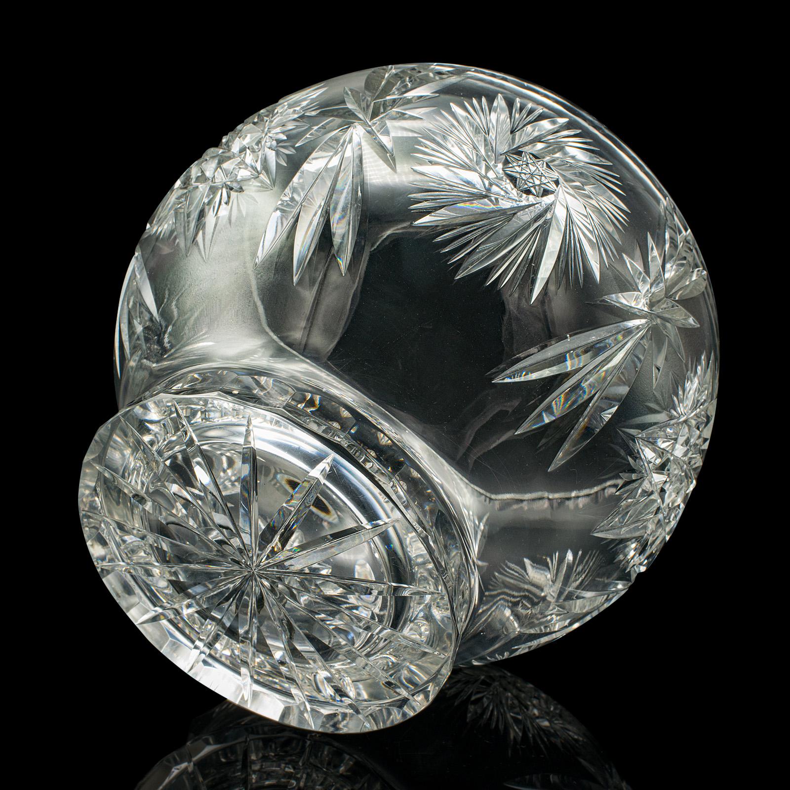 Large Vintage Crystal Fruit Bowl, English, Cut Glass, Decorative, Serving Dish For Sale 2