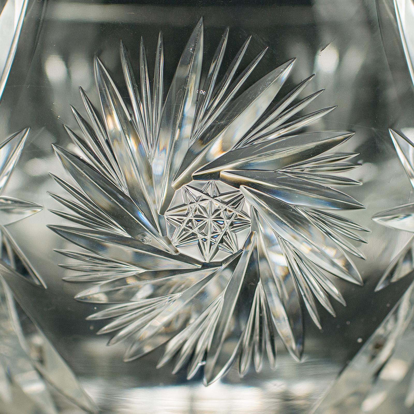 Large Vintage Crystal Fruit Bowl, English, Cut Glass, Decorative, Serving Dish For Sale 3