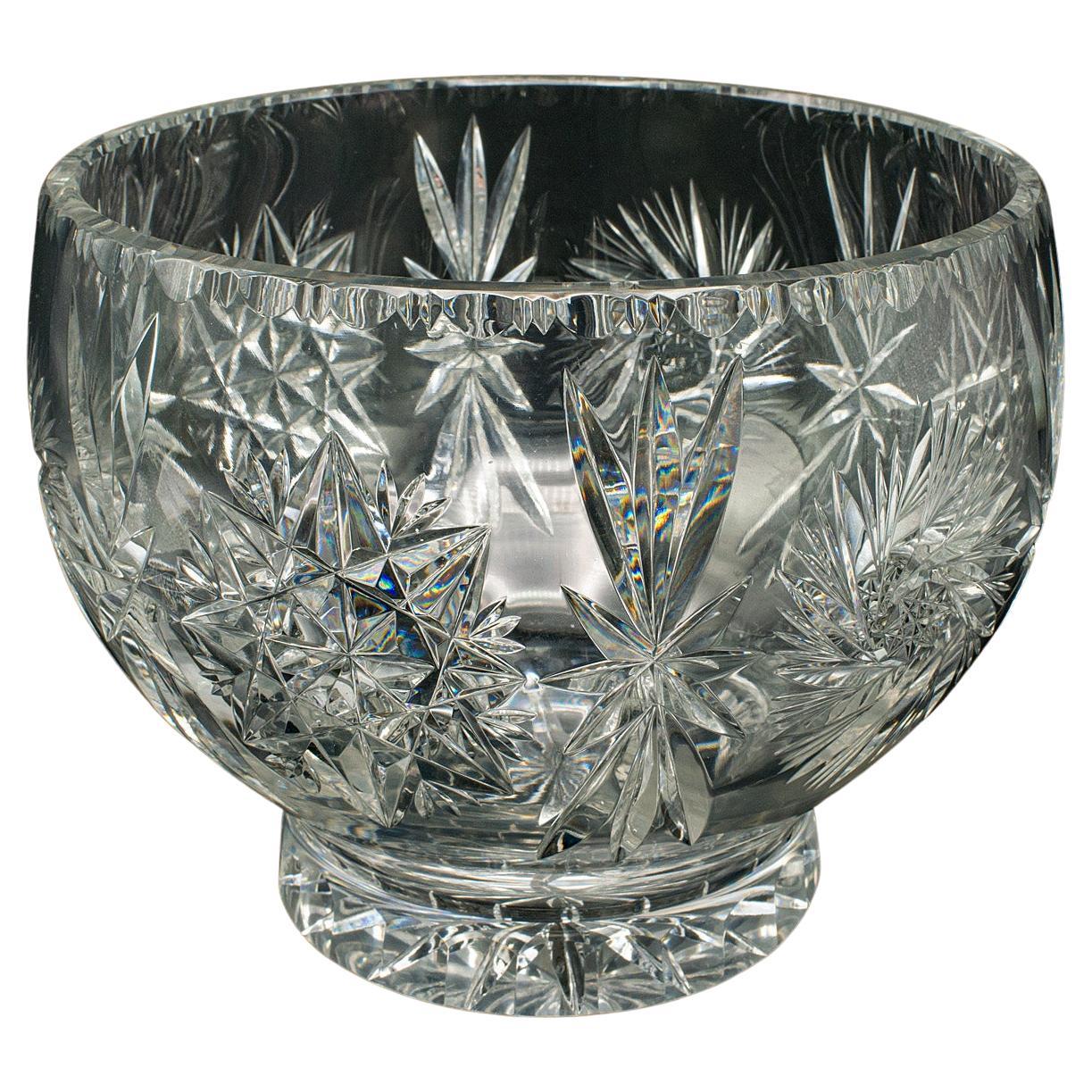 Large Vintage Crystal Fruit Bowl, English, Cut Glass, Decorative, Serving Dish