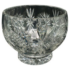 Large Vintage Crystal Fruit Bowl, English, Cut Glass, Decorative, Serving Dish