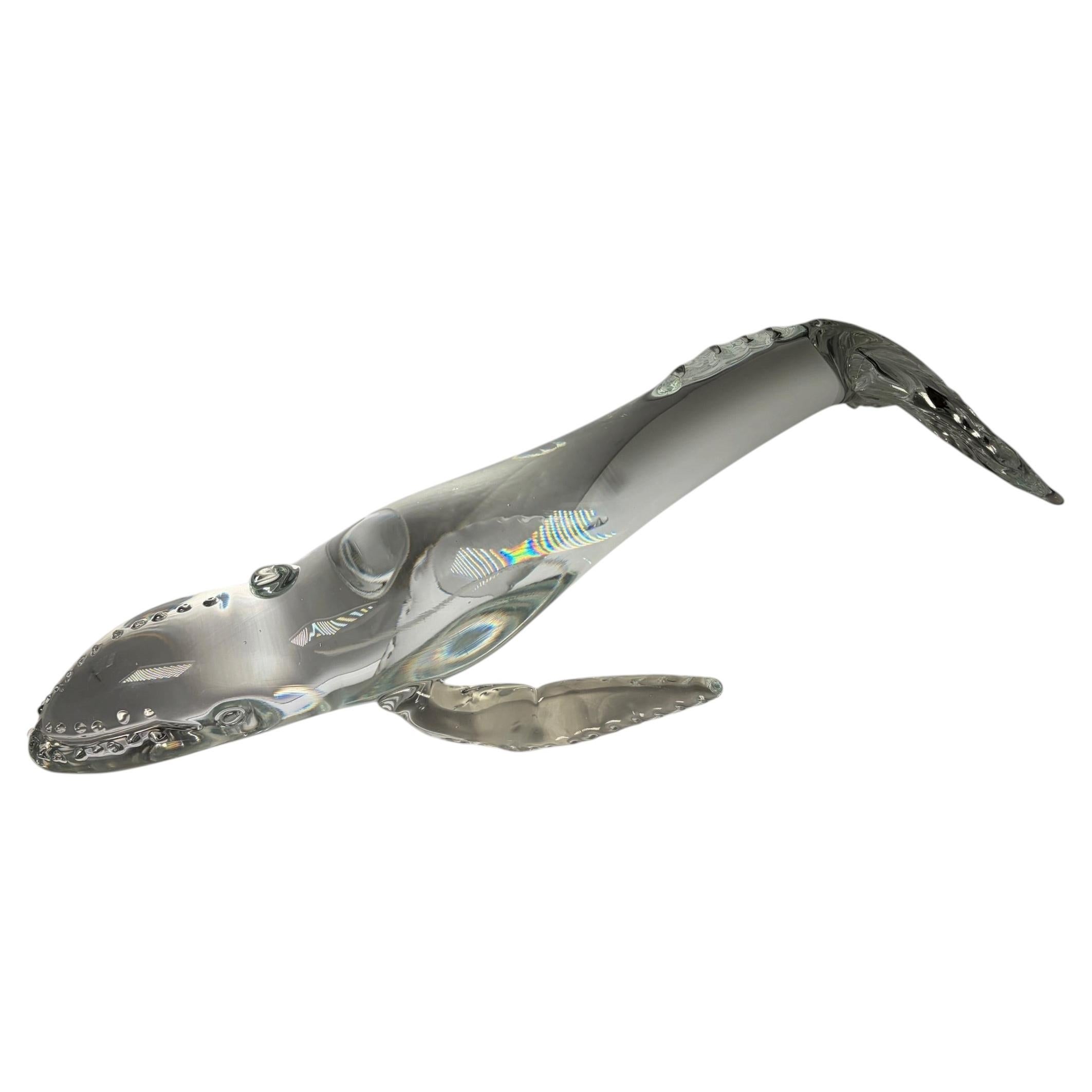 Large Vintage Crystal Whale Sculpture