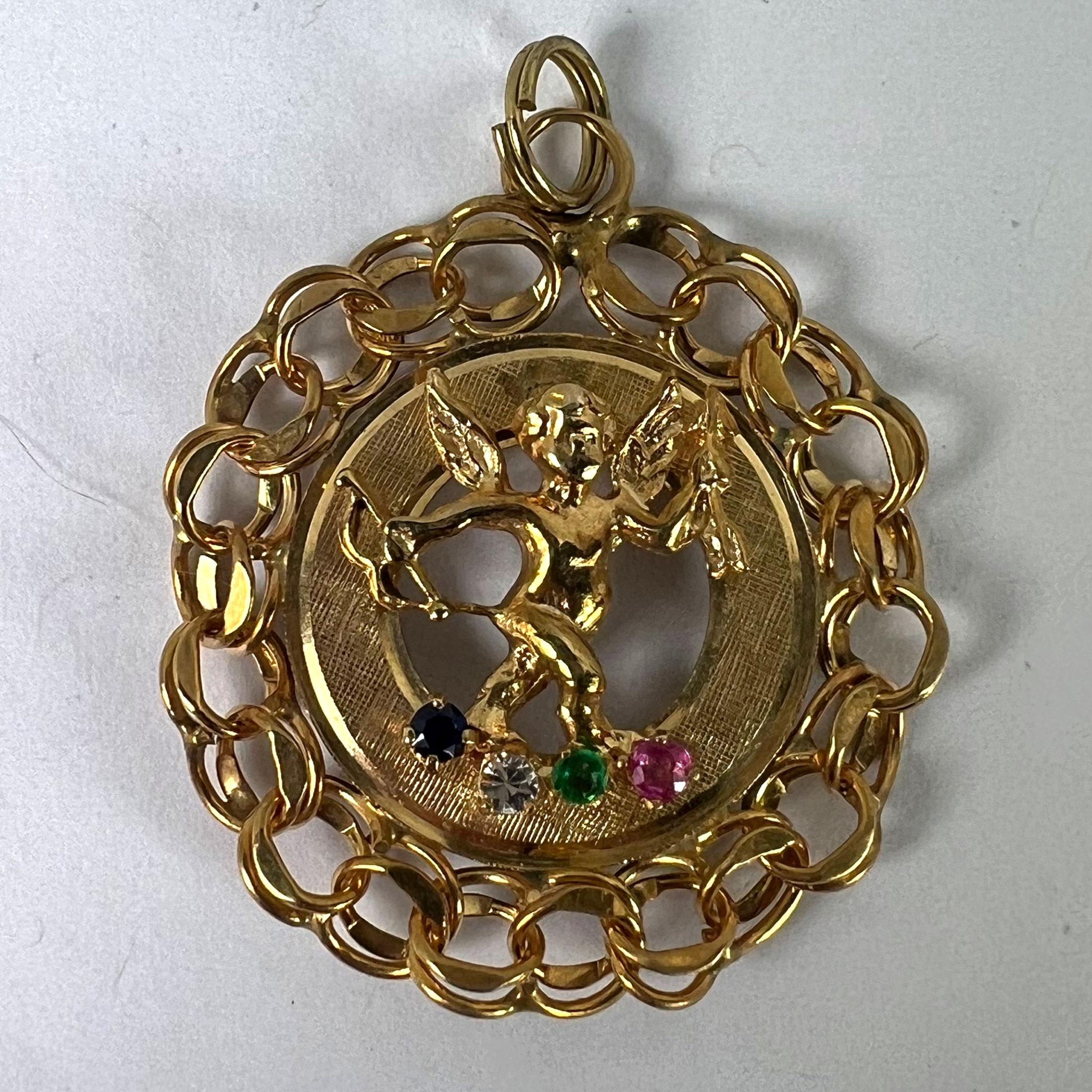 Pendentif à breloque grande taille Cupidon en or jaune 14 carats en vente 7