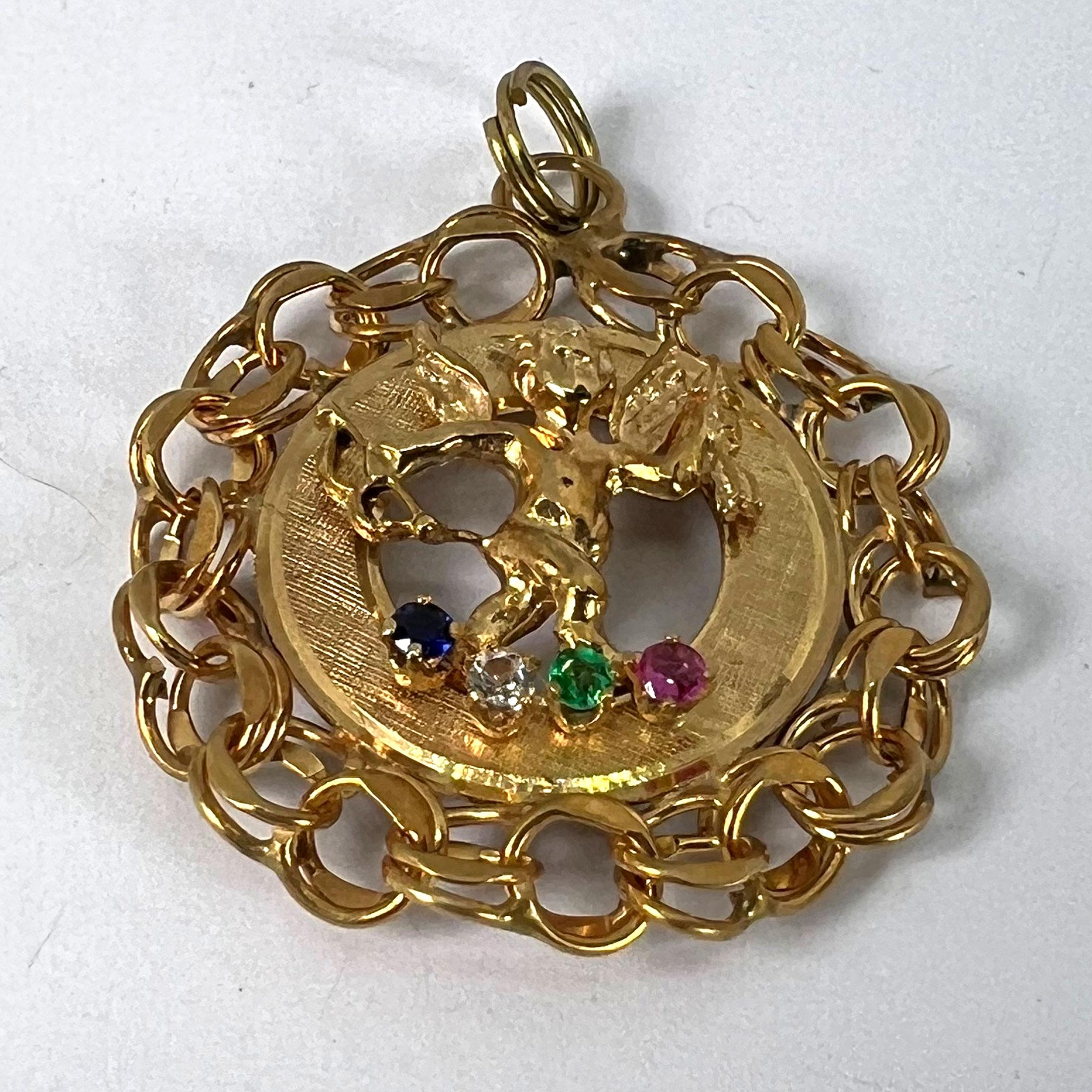 Pendentif à breloque grande taille Cupidon en or jaune 14 carats en vente 8