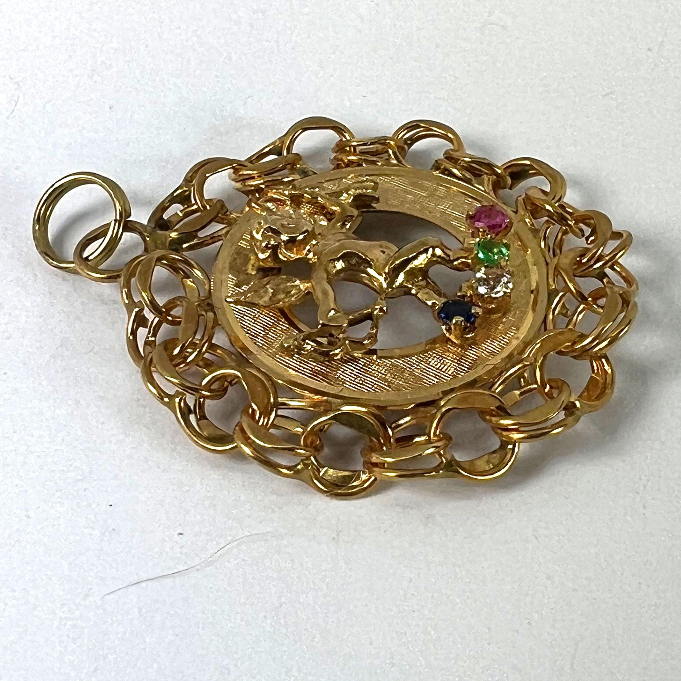 Pendentif à breloque grande taille Cupidon en or jaune 14 carats en vente 10