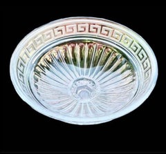 Large Vintage Cut Greek Key Crystal Compote