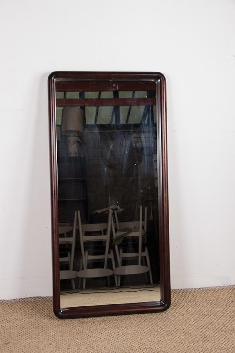 Scandinavian Modern Large Vintage Danish mirror in glass and Rosewood model 206 by Aksel Kjersgaard. For Sale