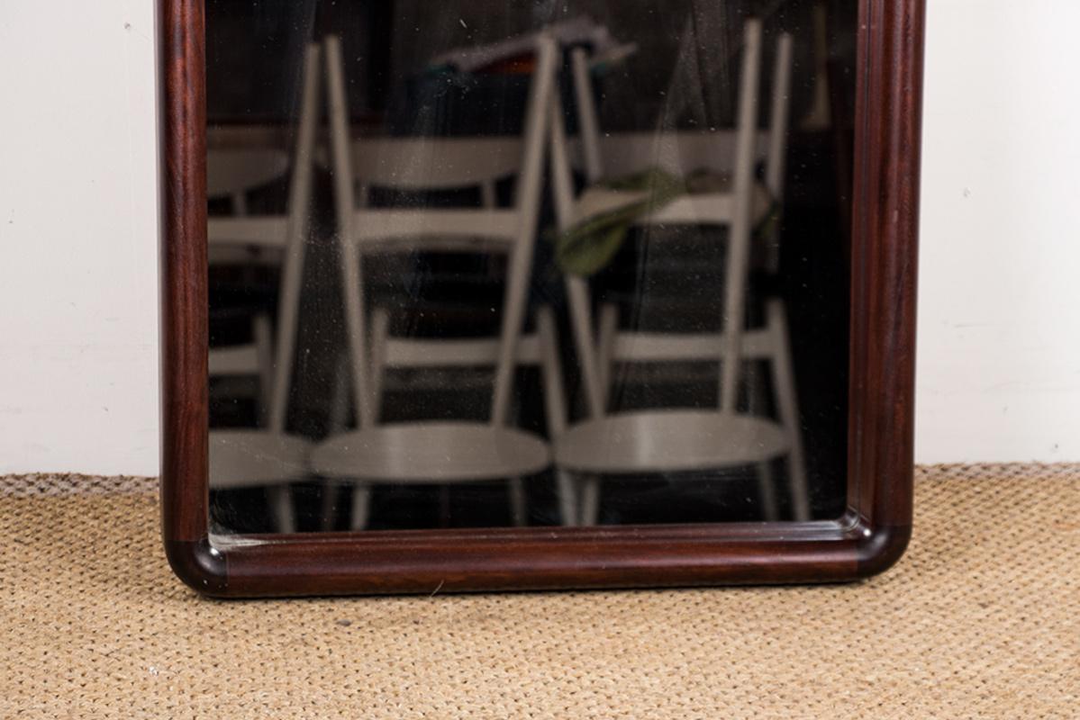 Large Vintage Danish mirror in glass and Rosewood model 206 by Aksel Kjersgaard. In Excellent Condition For Sale In JOINVILLE-LE-PONT, FR
