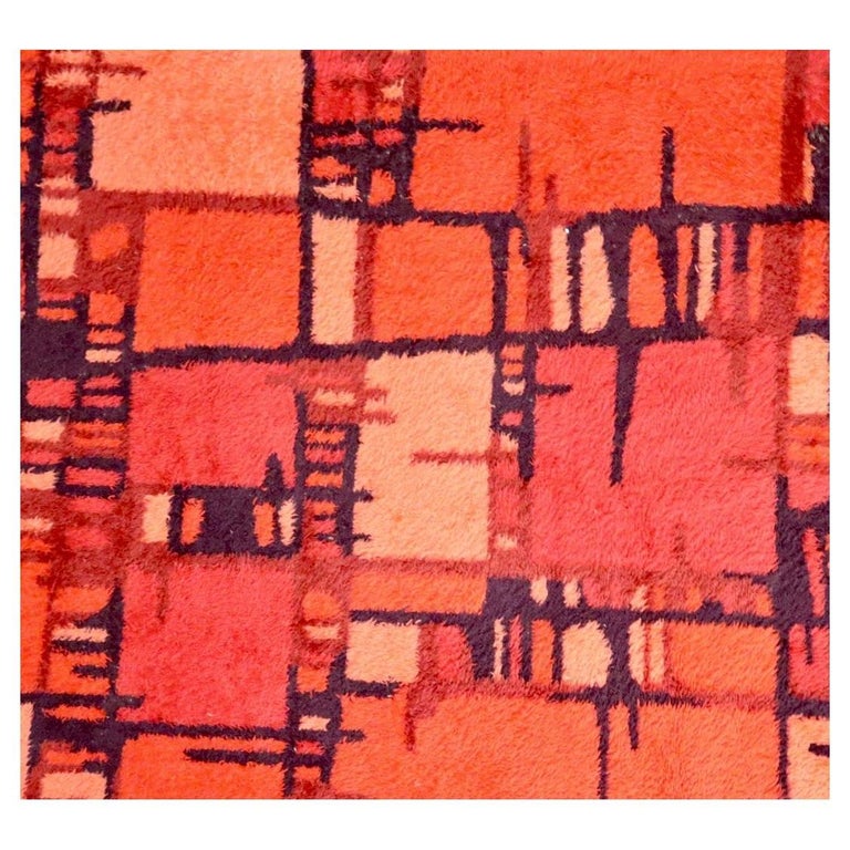 Large Vintage Danish Rya Rug For Sale at 1stDibs