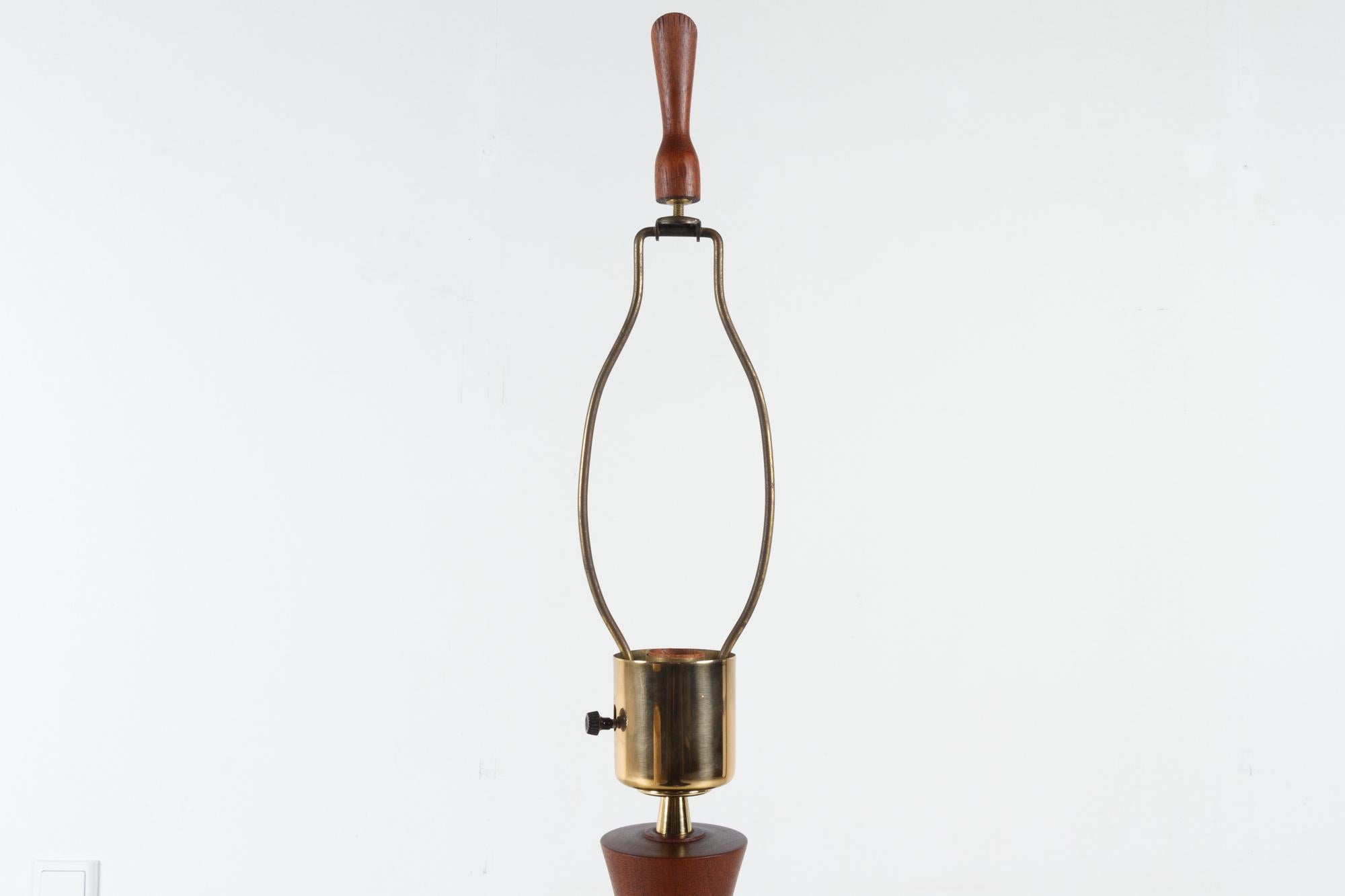 Large Vintage Danish Teak Table Lamp 1950s 5