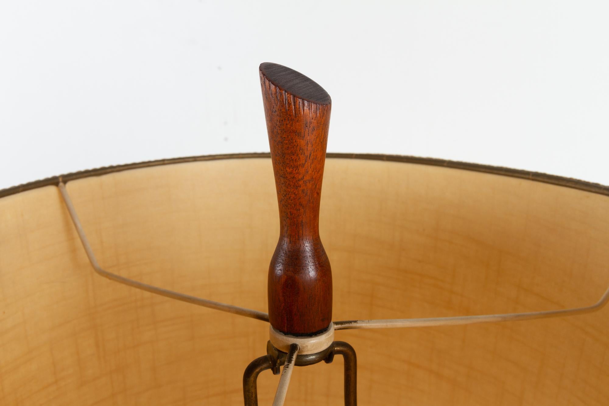 Large Vintage Danish Teak Table Lamp 1950s 7