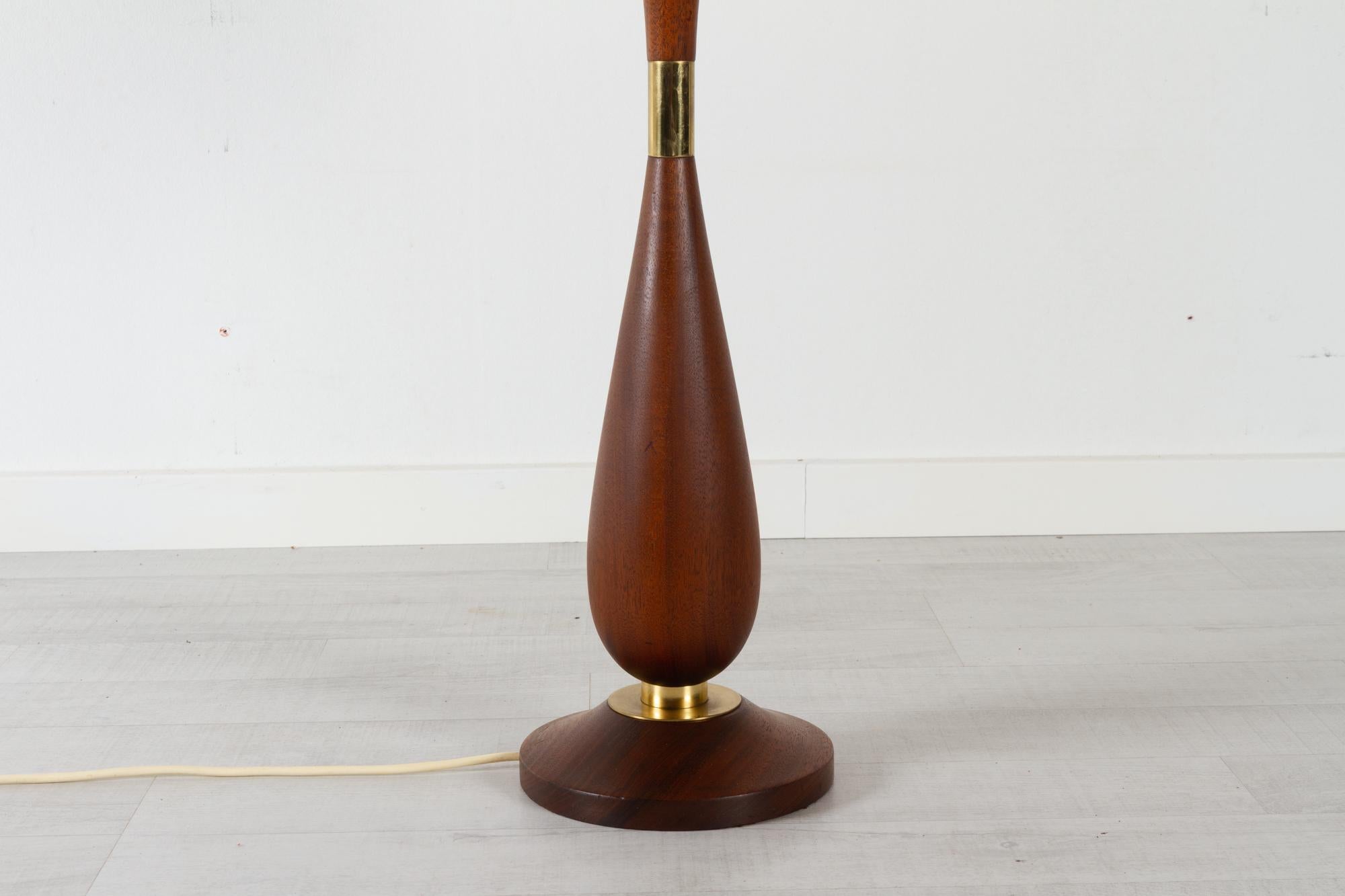 Mid-20th Century Large Vintage Danish Teak Table Lamp 1950s