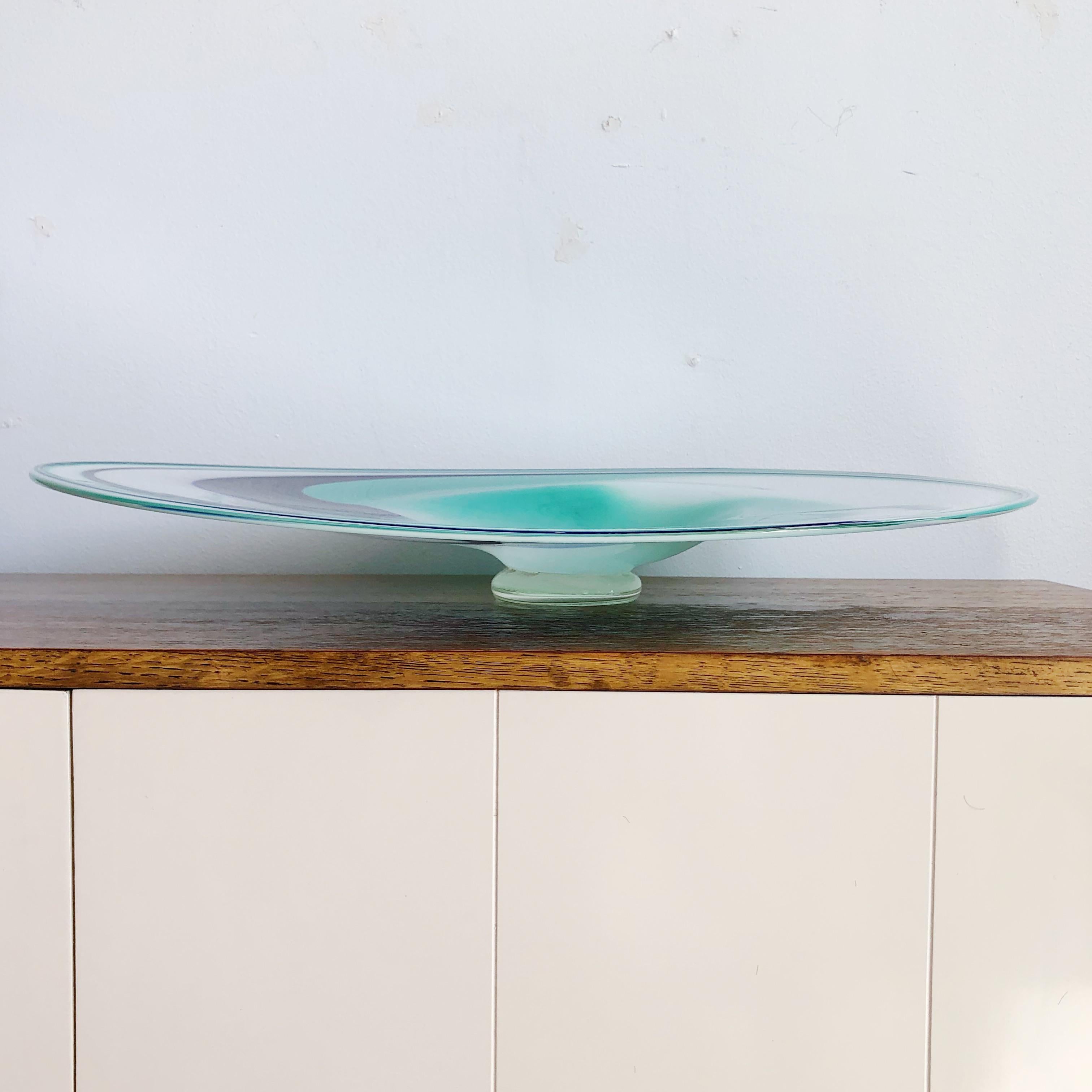 Hand-Crafted Large Vintage David Goldhagen Art Glass Sculptural Bowl Signed