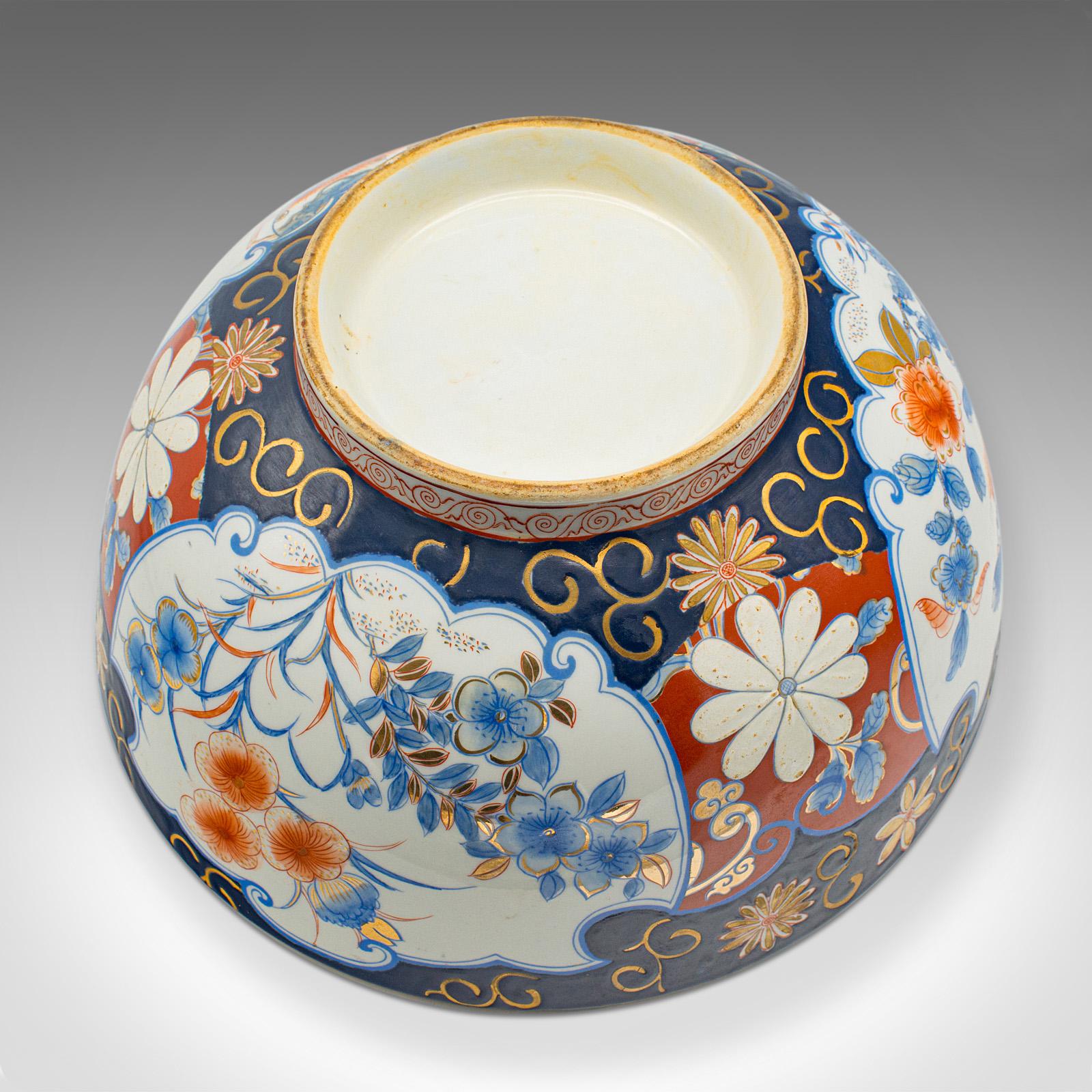 Large Vintage Decorative Bowl, Japanese, Ceramic, Serving Dish, Art Deco, Imari For Sale 4