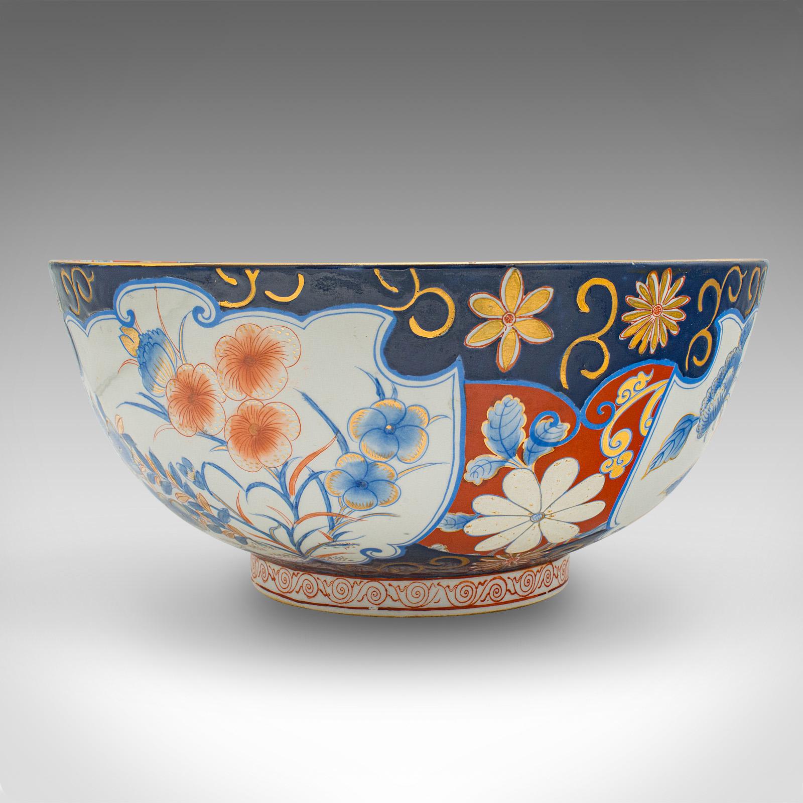20th Century Large Vintage Decorative Bowl, Japanese, Ceramic, Serving Dish, Art Deco, Imari For Sale