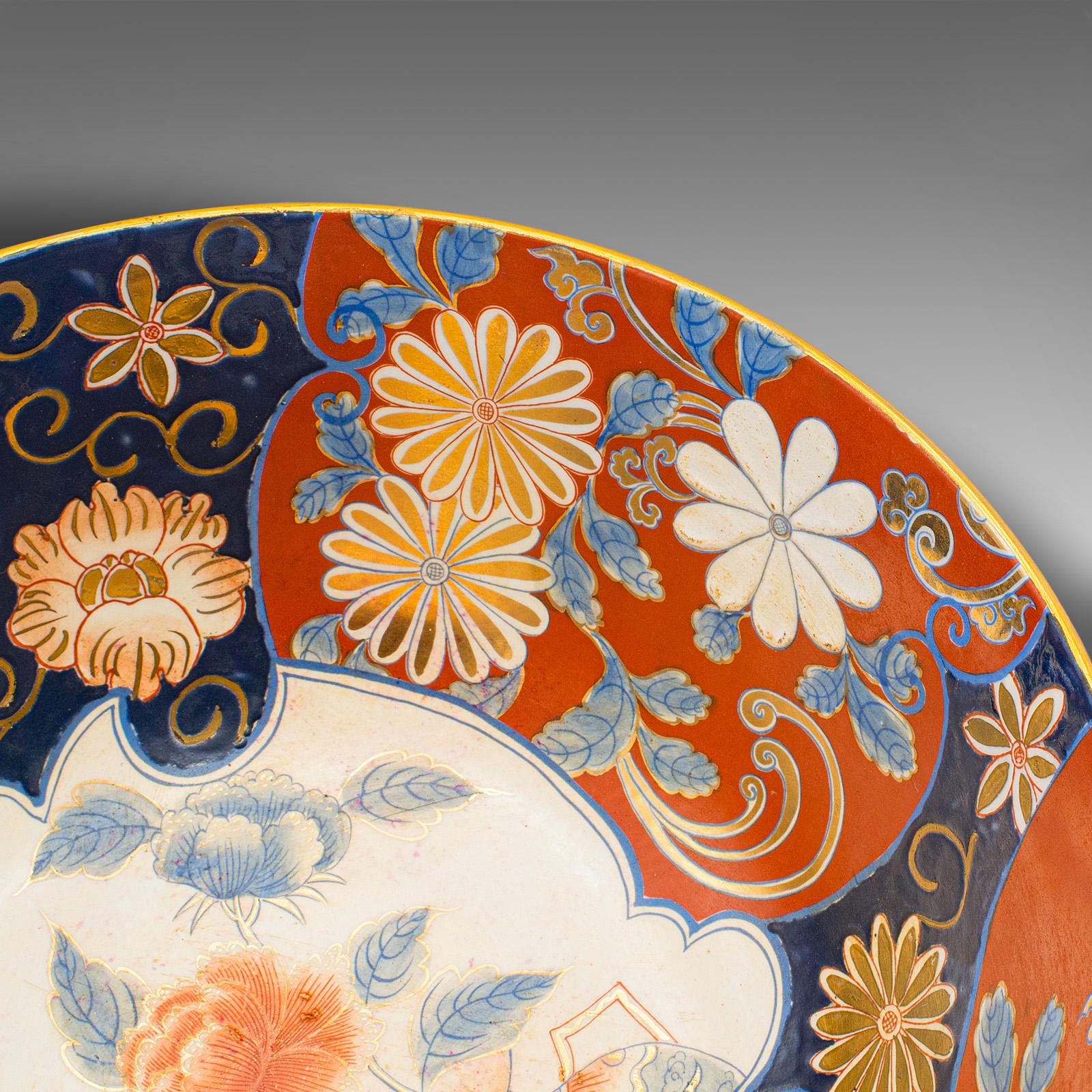 Large Vintage Decorative Bowl, Japanese, Ceramic, Serving Dish, Art Deco, Imari For Sale 2