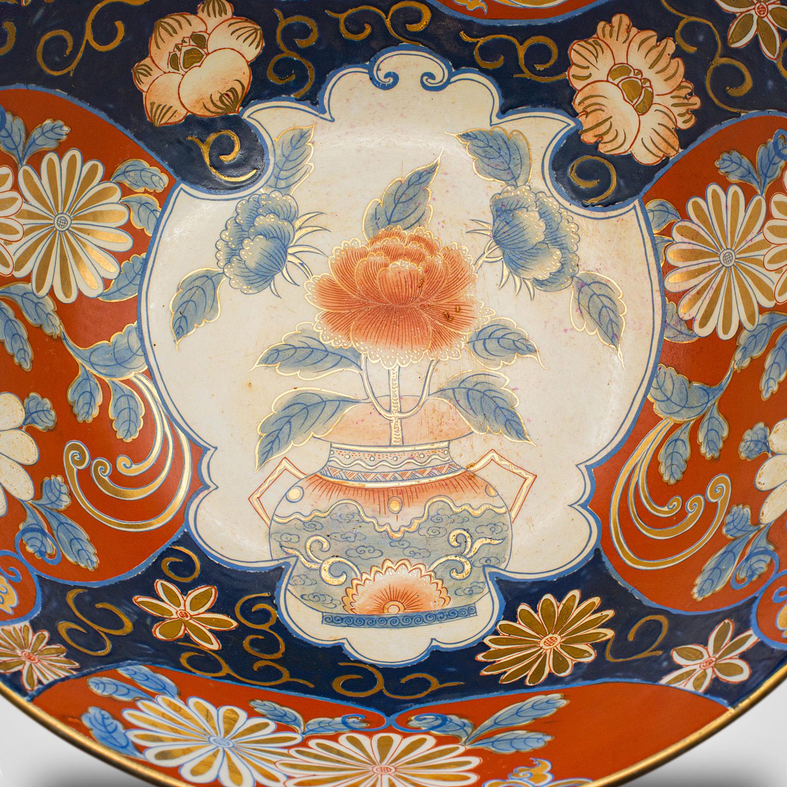 Large Vintage Decorative Bowl, Japanese, Ceramic, Serving Dish, Art Deco, Imari For Sale 3