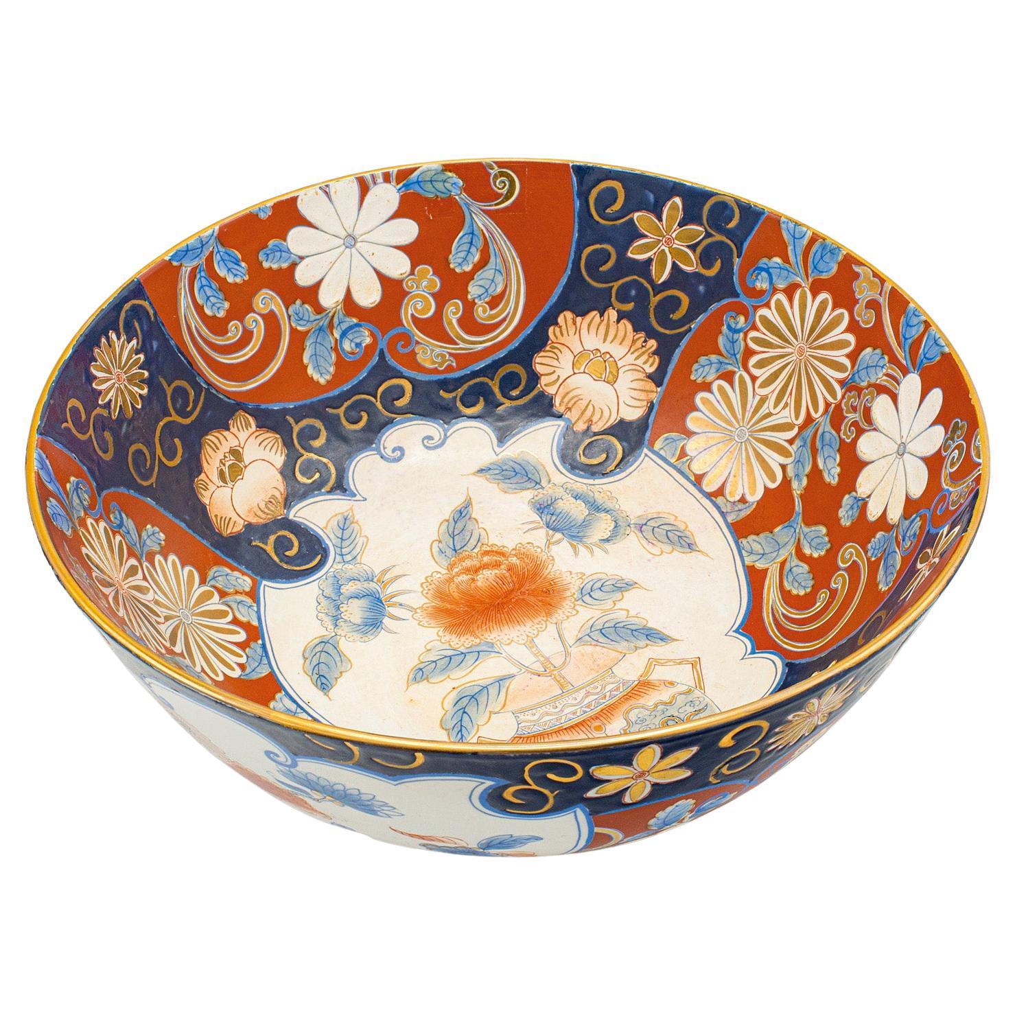 Large Vintage Decorative Bowl, Japanese, Ceramic, Serving Dish, Art Deco, Imari For Sale