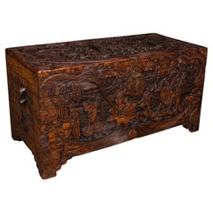 Large Vintage Decorative Chest, Hong Kong, Camphorwood, Linen Trunk, Circa 1930