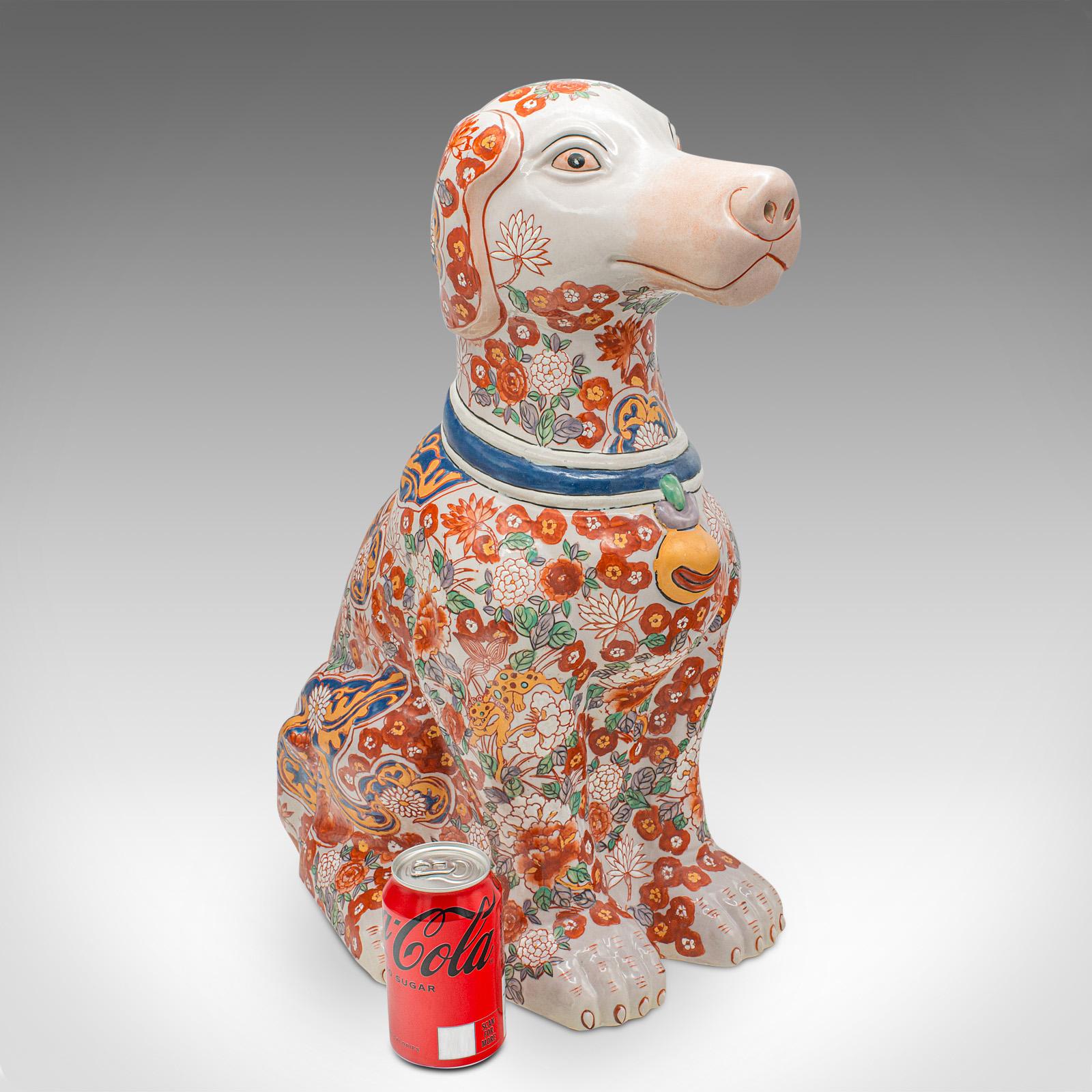 Large Vintage Decorative Dog Figure, Chinese, Ceramic, Hound Statue, Imari Taste 5