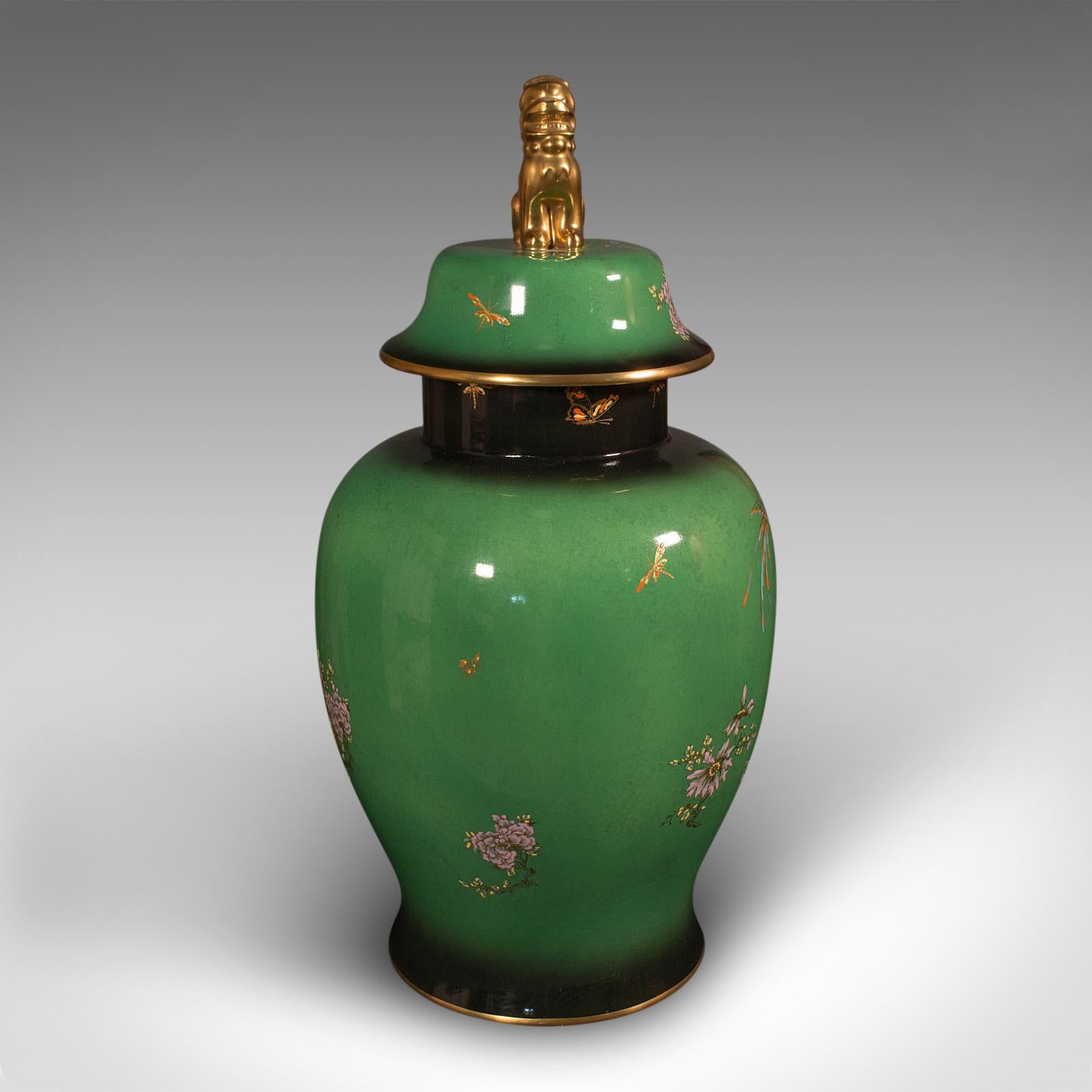 British Large Vintage Decorative Temple Urn, English, Ceramic, Vase, Mid-20th Century For Sale