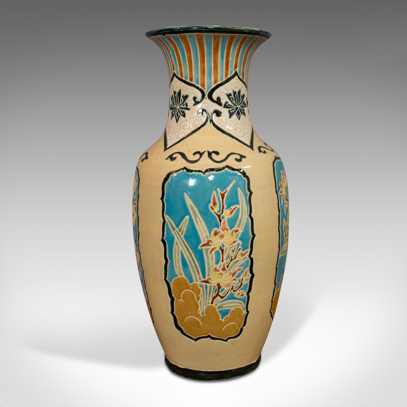 Chinese Export Large Vintage Decorative Vase, Oriental, Ceramic Urn, Hallway, Stick Stand, 1980