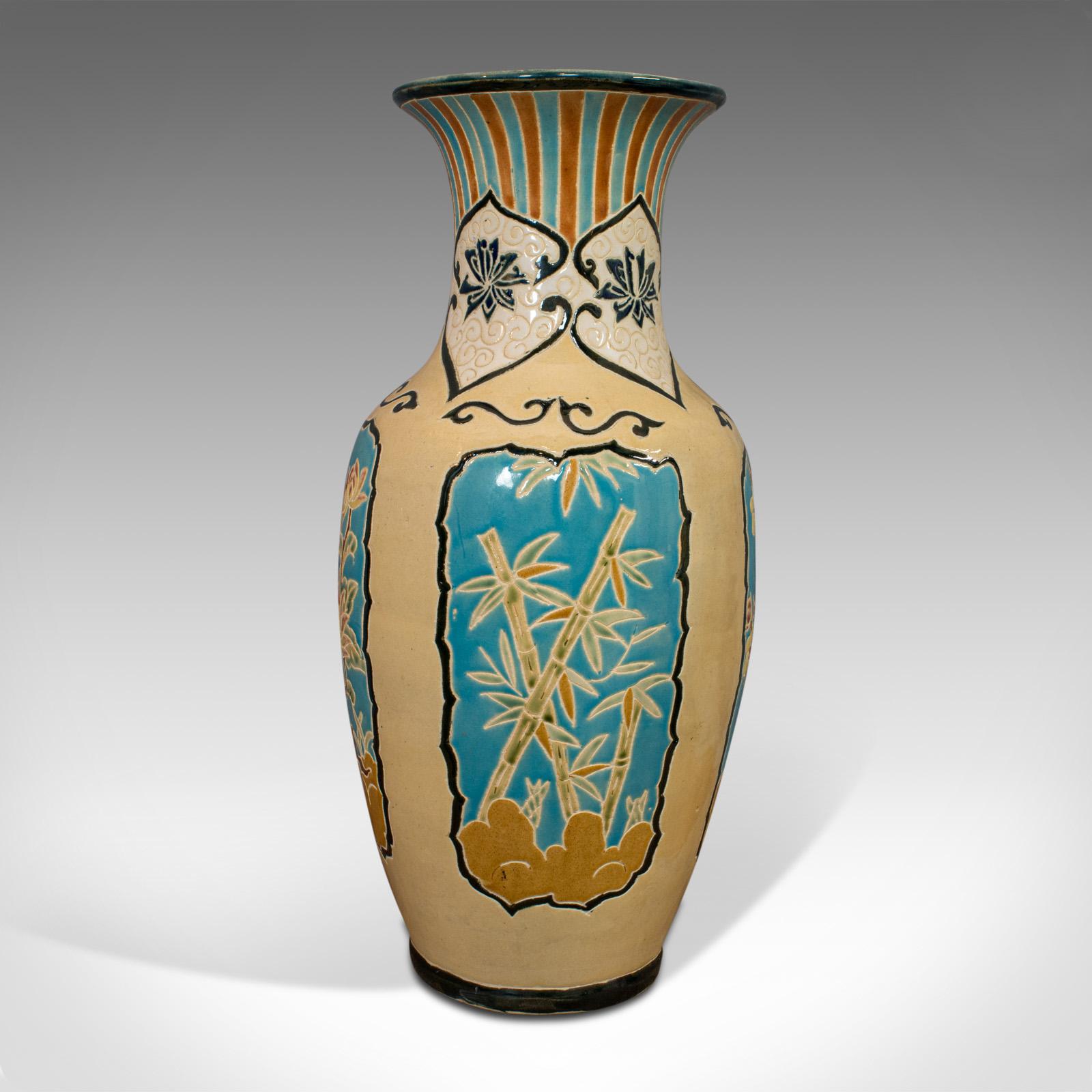 Chinese Large Vintage Decorative Vase, Oriental, Ceramic Urn, Hallway, Stick Stand, 1980