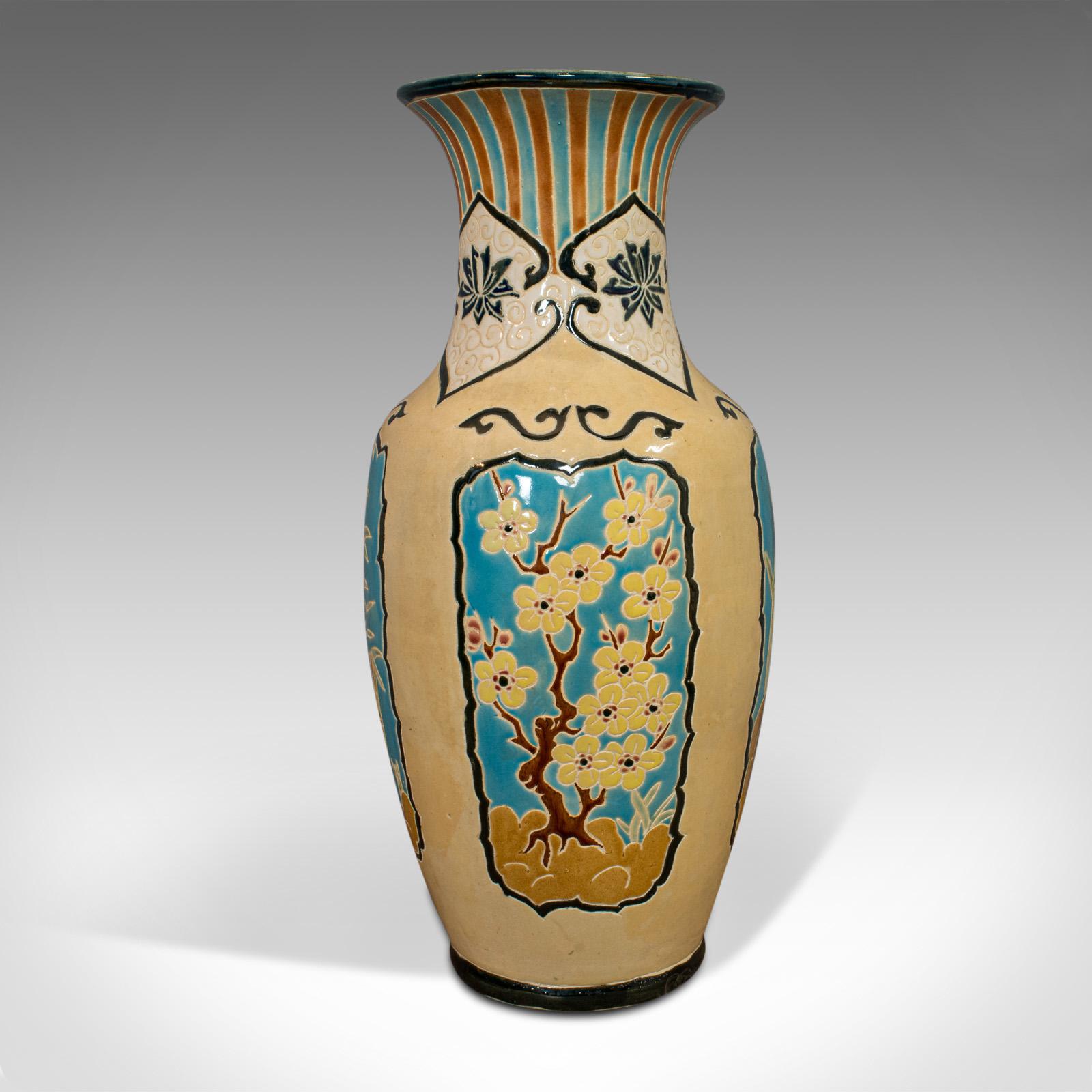 Large Vintage Decorative Vase, Oriental, Ceramic Urn, Hallway, Stick Stand, 1980 In Good Condition In Hele, Devon, GB