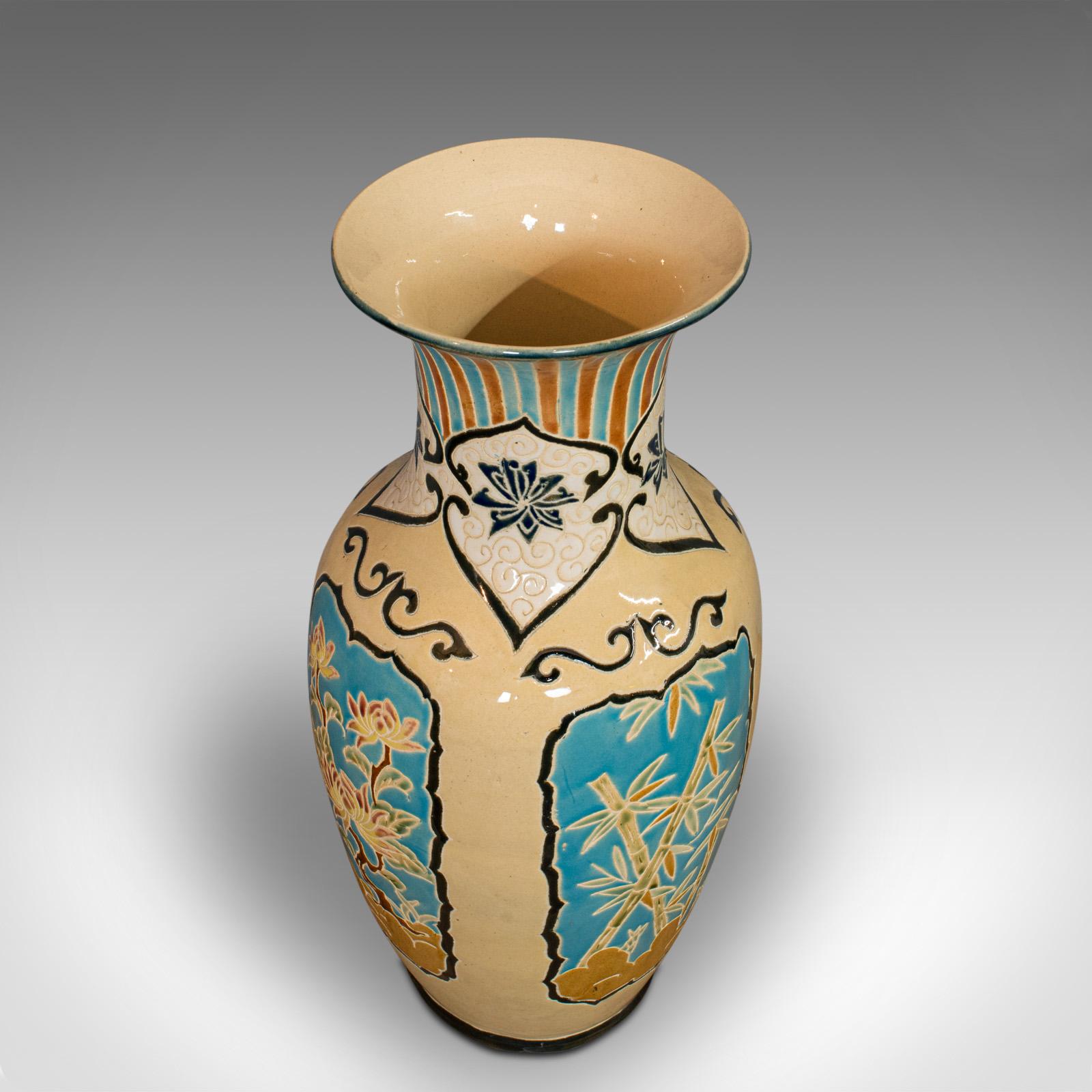 20th Century Large Vintage Decorative Vase, Oriental, Ceramic Urn, Hallway, Stick Stand, 1980