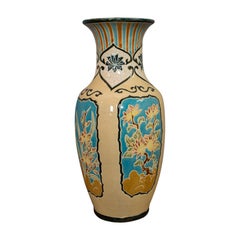 Large Vintage Decorative Vase, Oriental, Ceramic Urn, Hallway, Stick Stand, 1980