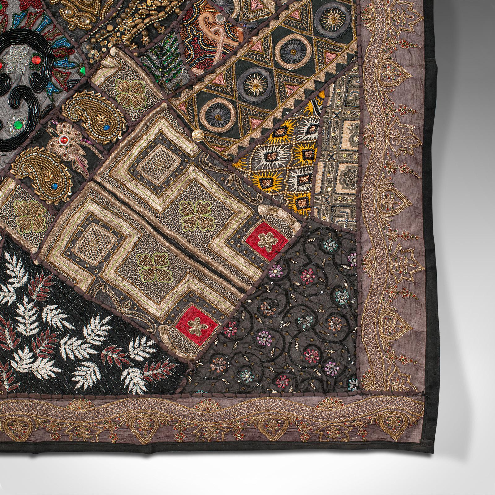 Large Vintage Decorative Wall Panel, Middle Eastern, Textile Frieze, Sequins For Sale 5
