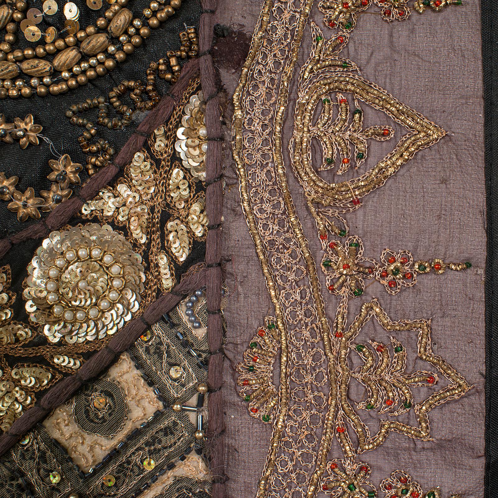 Large Vintage Decorative Wall Panel, Middle Eastern, Textile Frieze, Sequins For Sale 6