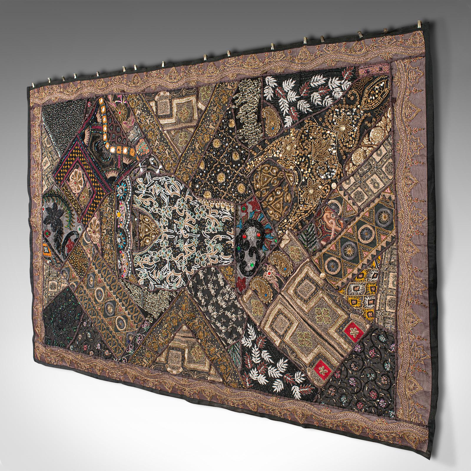 Unknown Large Vintage Decorative Wall Panel, Middle Eastern, Textile Frieze, Sequins For Sale