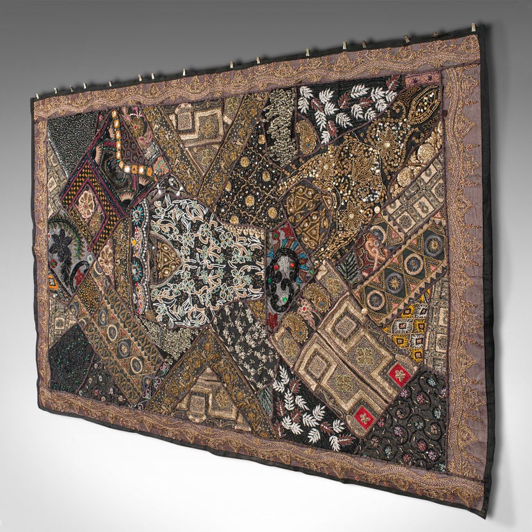 Large Vintage Decorative Wall Panel, Middle Eastern, Textile Frieze,  Sequins For Sale at 1stDibs