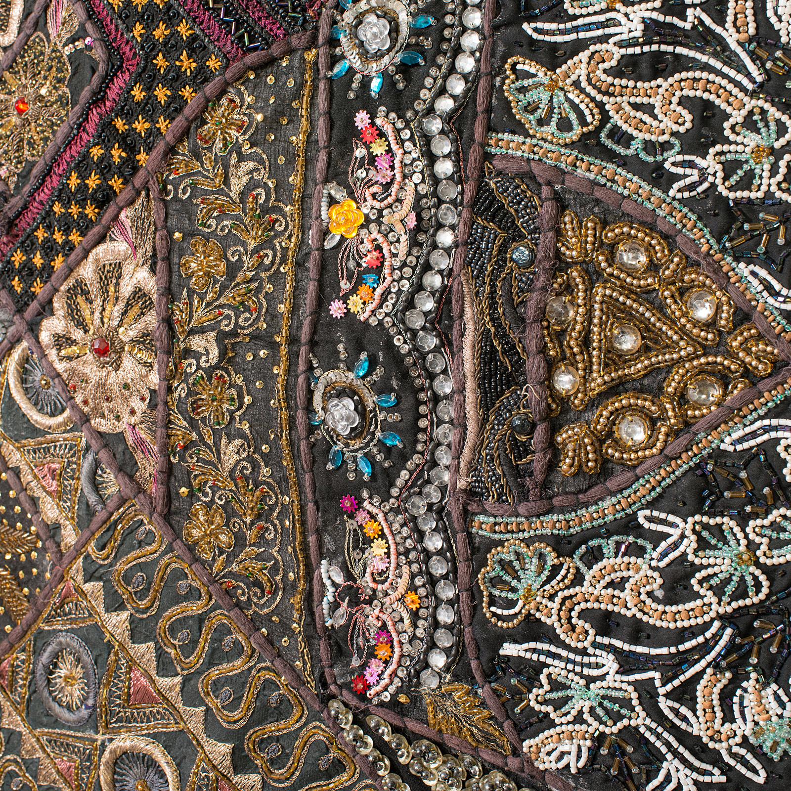 Large Vintage Decorative Wall Panel, Middle Eastern, Textile Frieze, Sequins For Sale 1