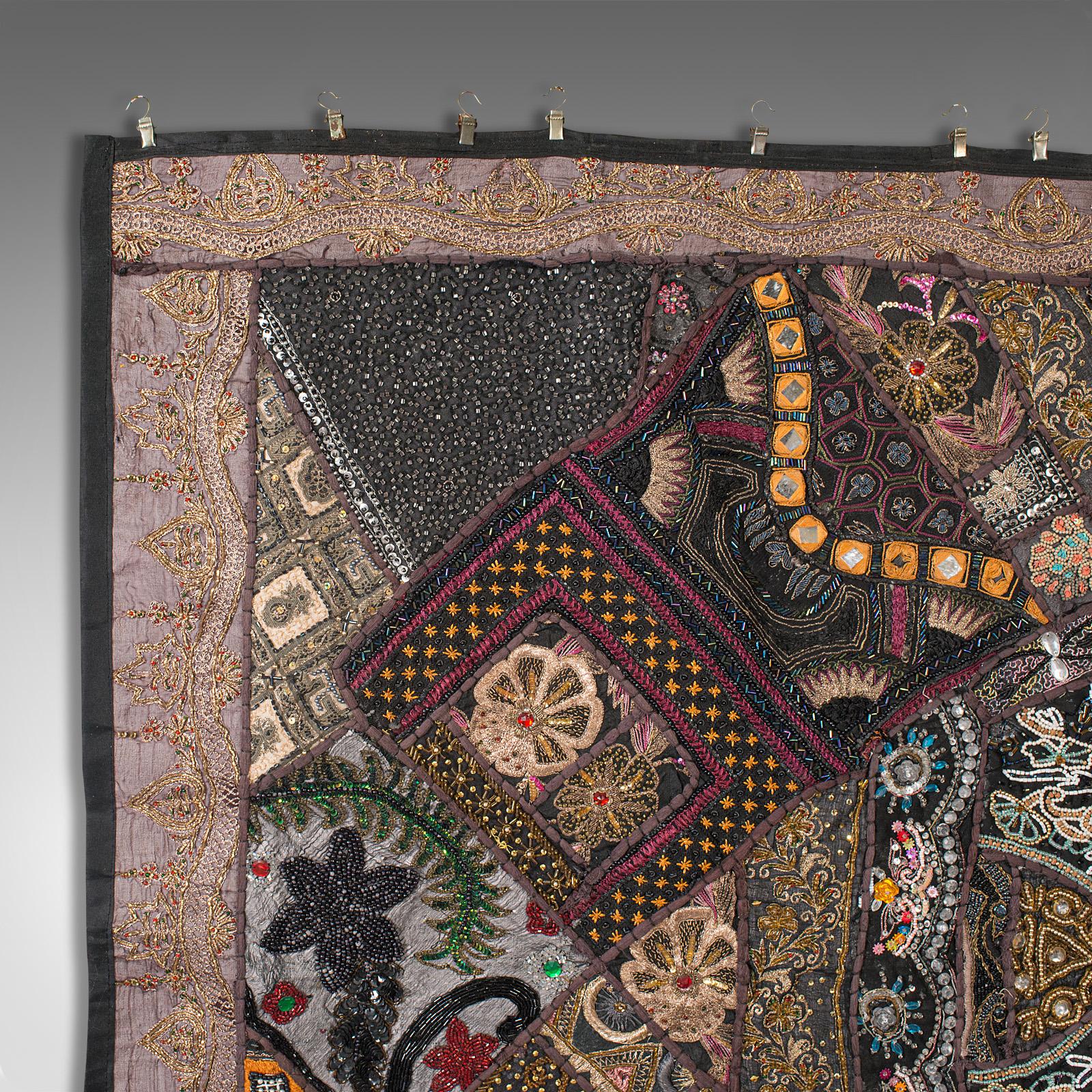 Large Vintage Decorative Wall Panel, Middle Eastern, Textile Frieze, Sequins For Sale 2