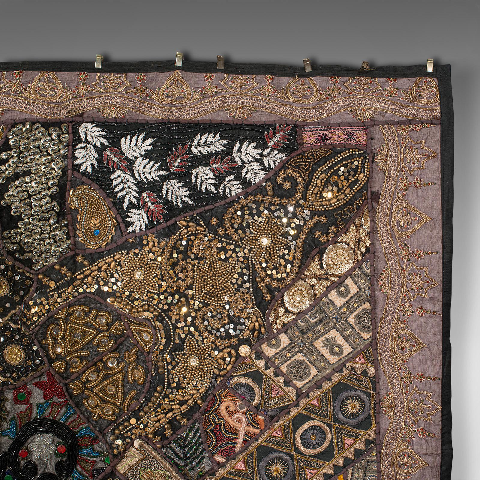 Large Vintage Decorative Wall Panel, Middle Eastern, Textile Frieze, Sequins For Sale 3