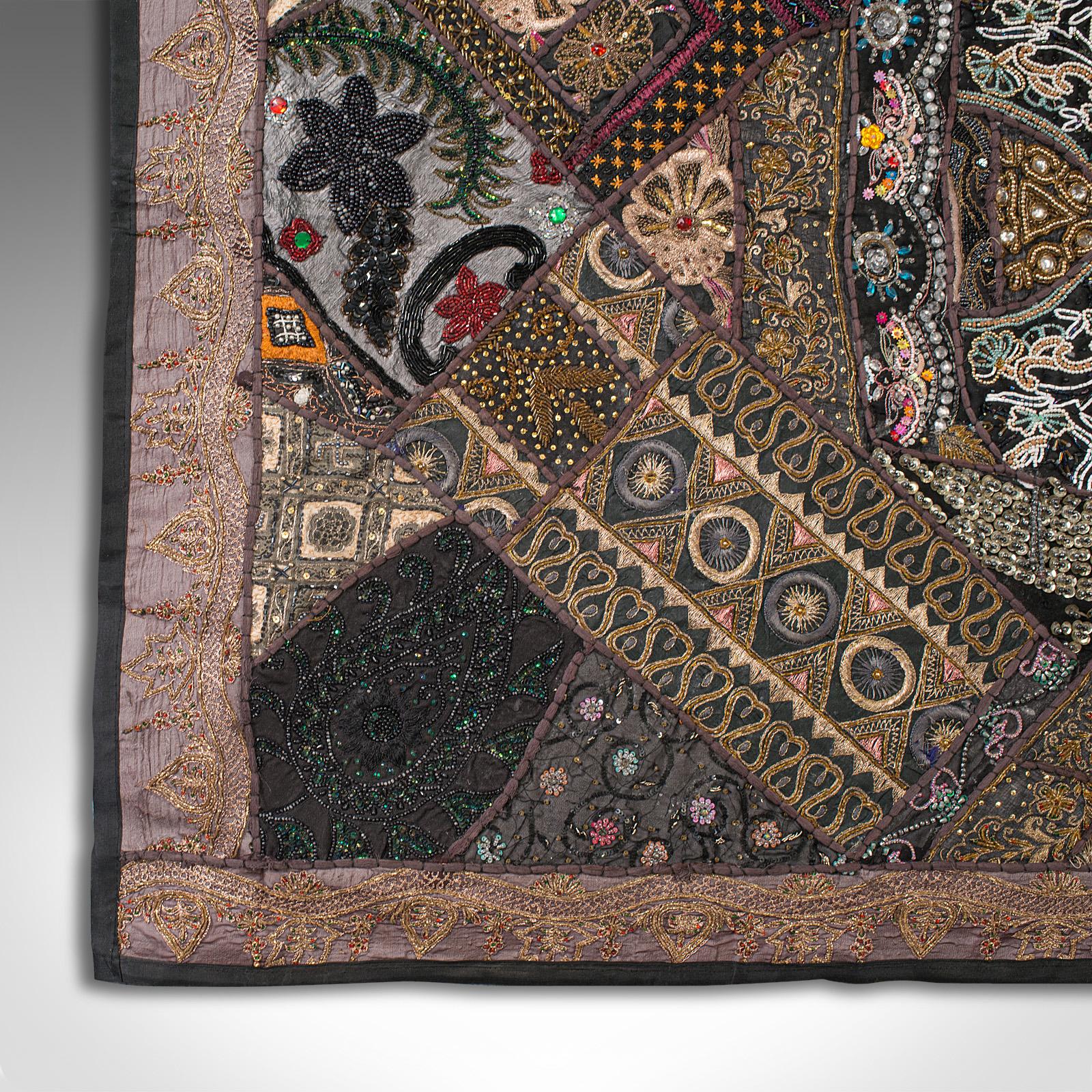 Large Vintage Decorative Wall Panel, Middle Eastern, Textile Frieze, Sequins For Sale 4