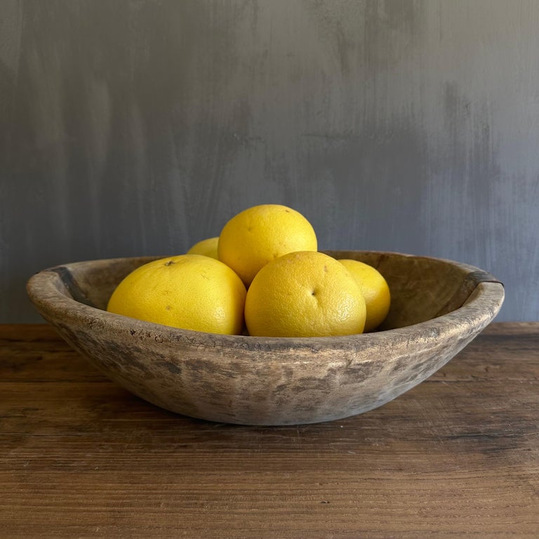 Large Vintage Decorative Wood Bowl For Sale at 1stDibs
