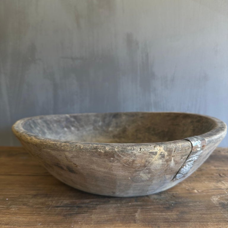 Large Vintage Decorative Wood Bowl For Sale at 1stDibs