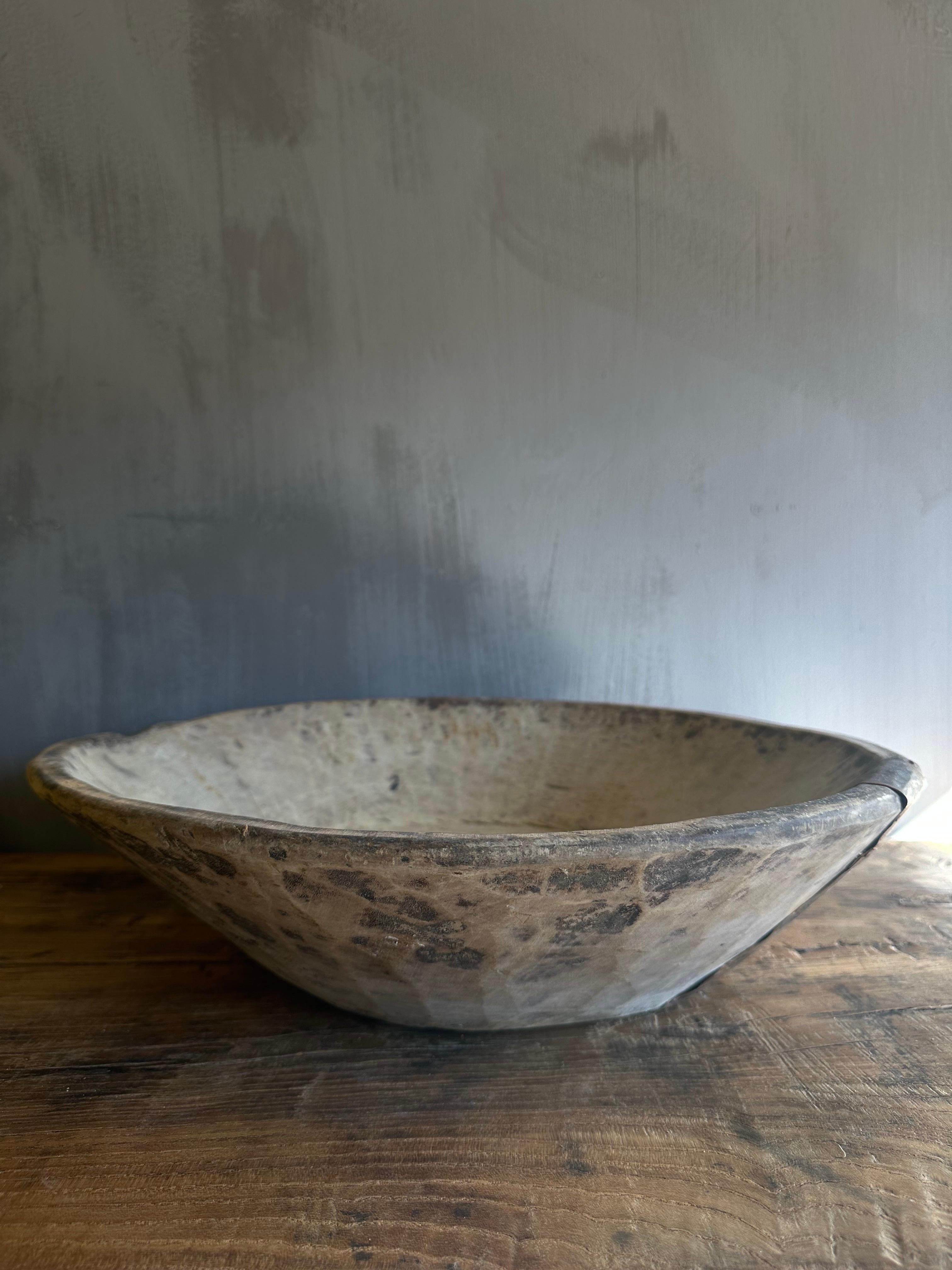 20th Century Large Vintage Decorative Wood Bowl For Sale
