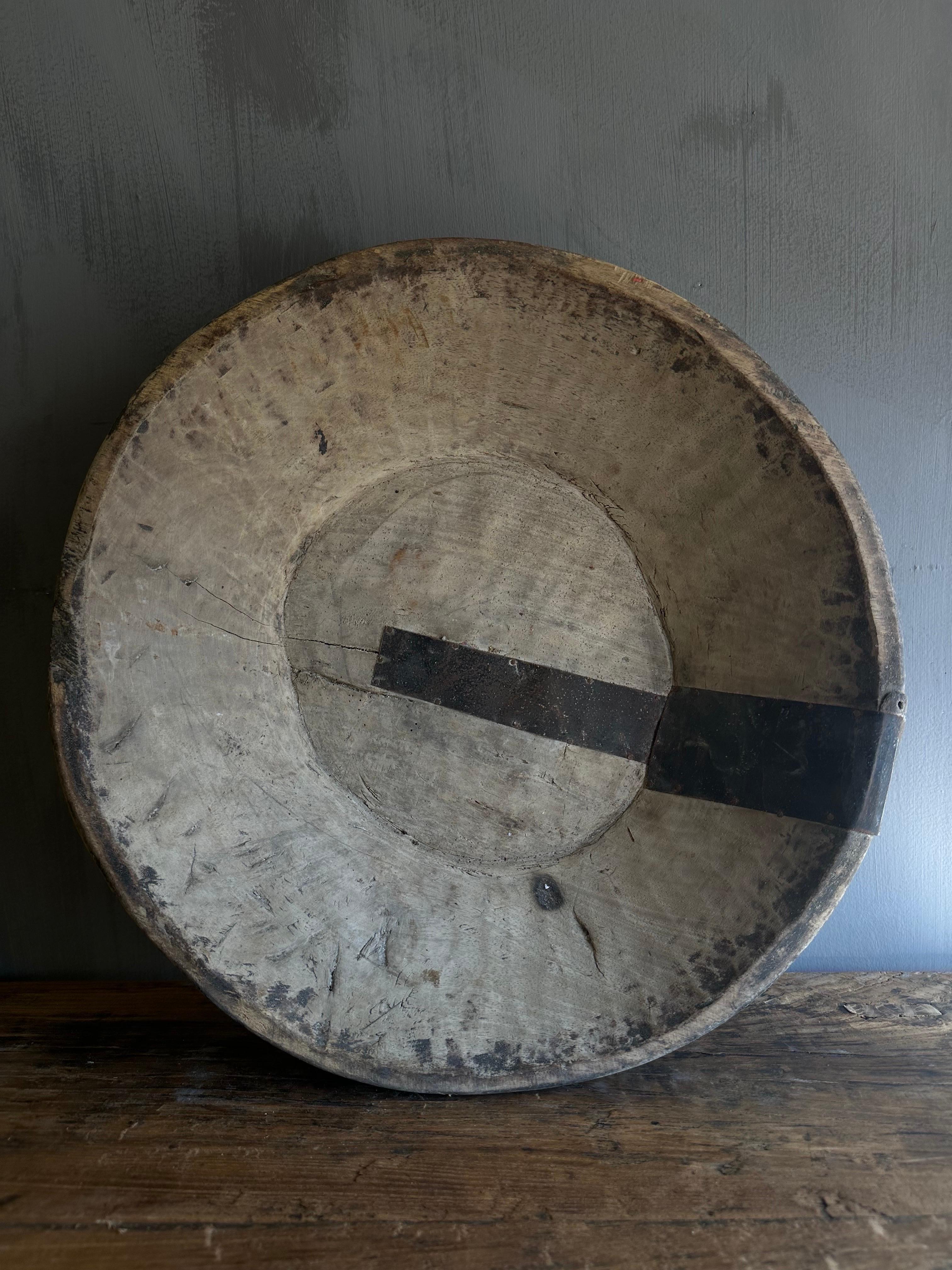 Large Vintage Decorative Wood Bowl For Sale 1
