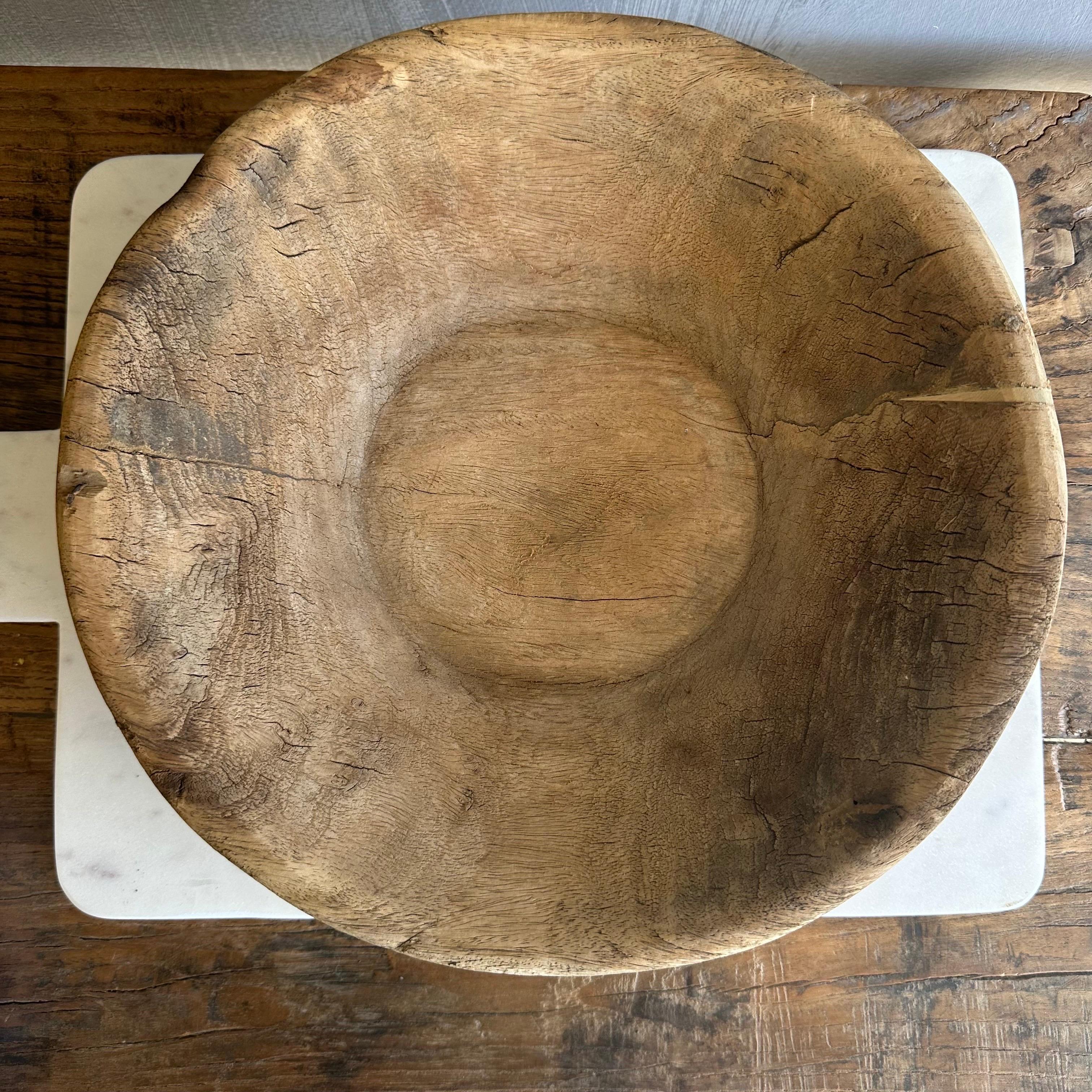 Large Vintage Decorative Wood Bowl 2