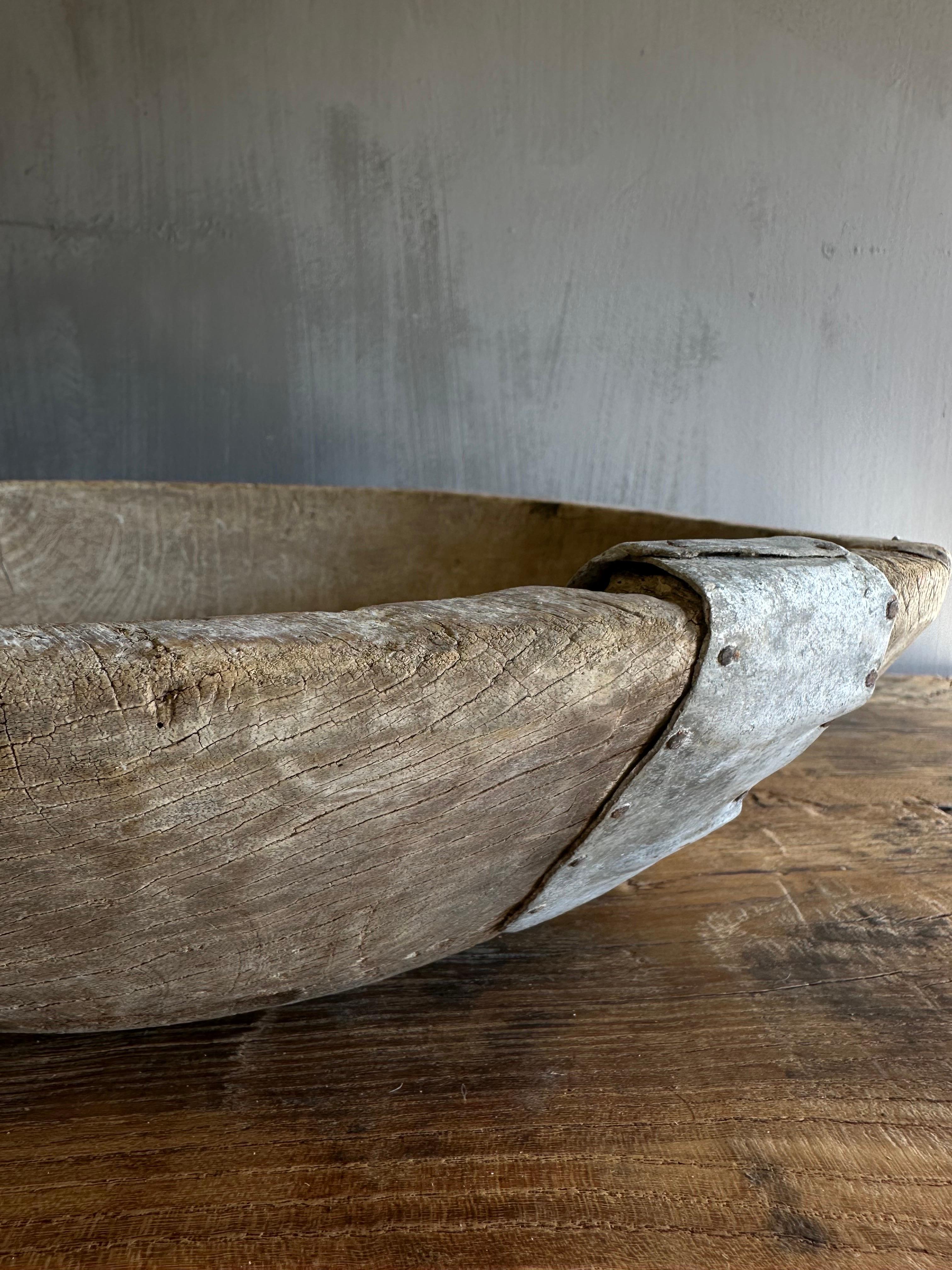 Large Vintage Decorative Wood Bowl For Sale 2