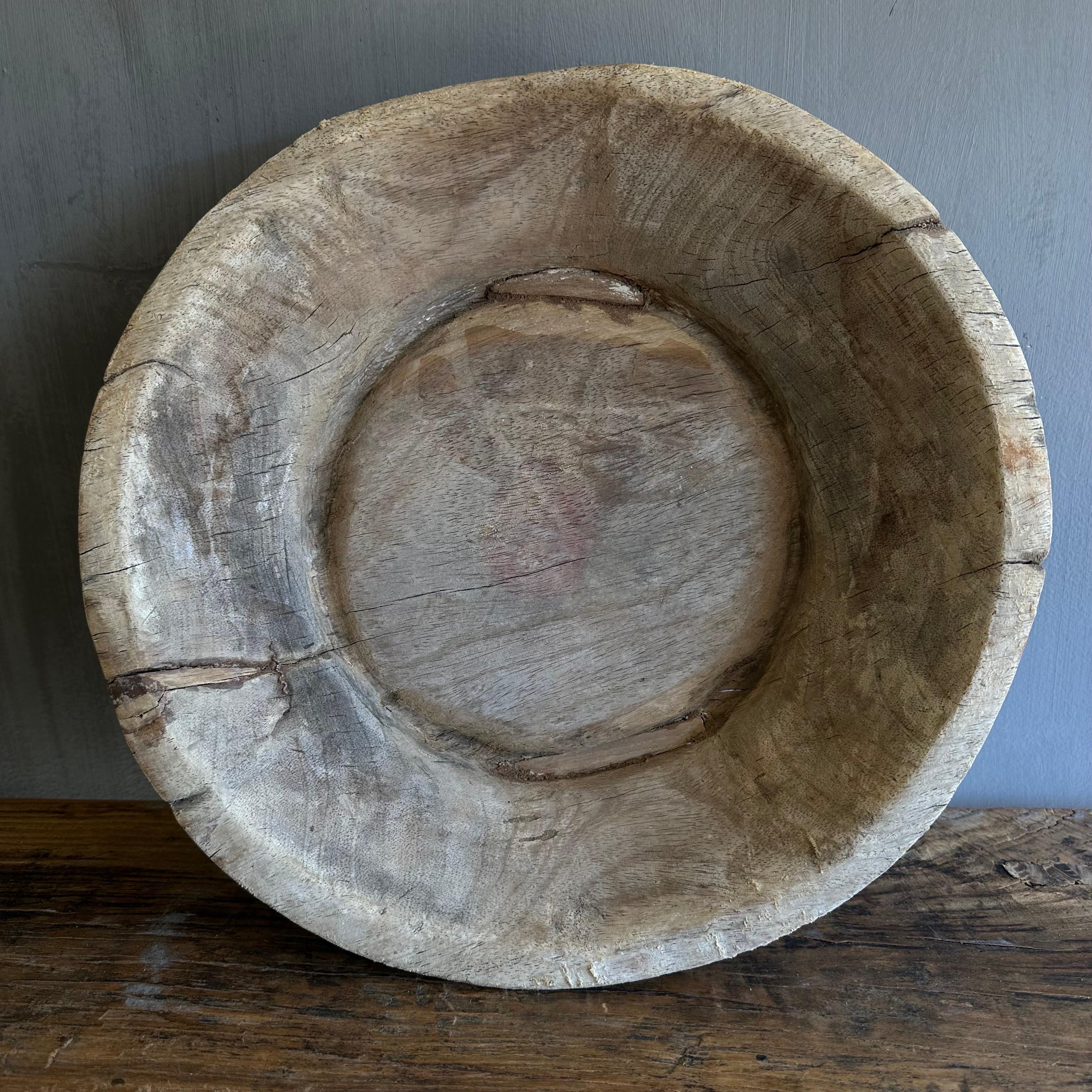 Large Vintage Decorative Wood Bowl 3