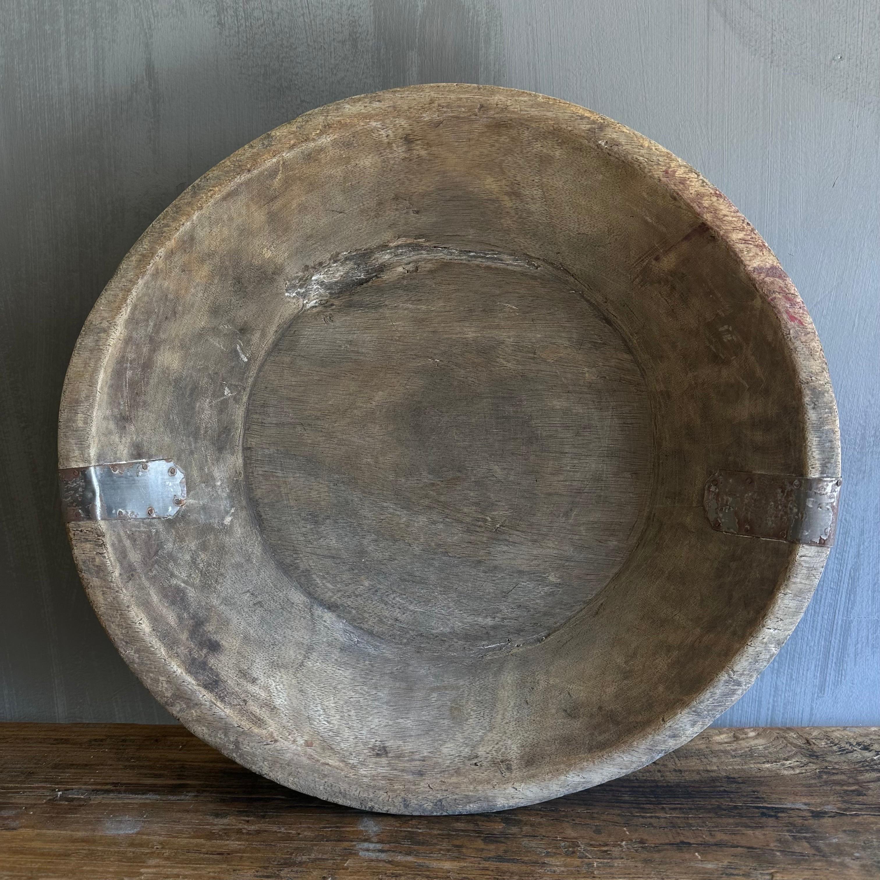 Large Vintage Decorative Wood Bowl For Sale 3