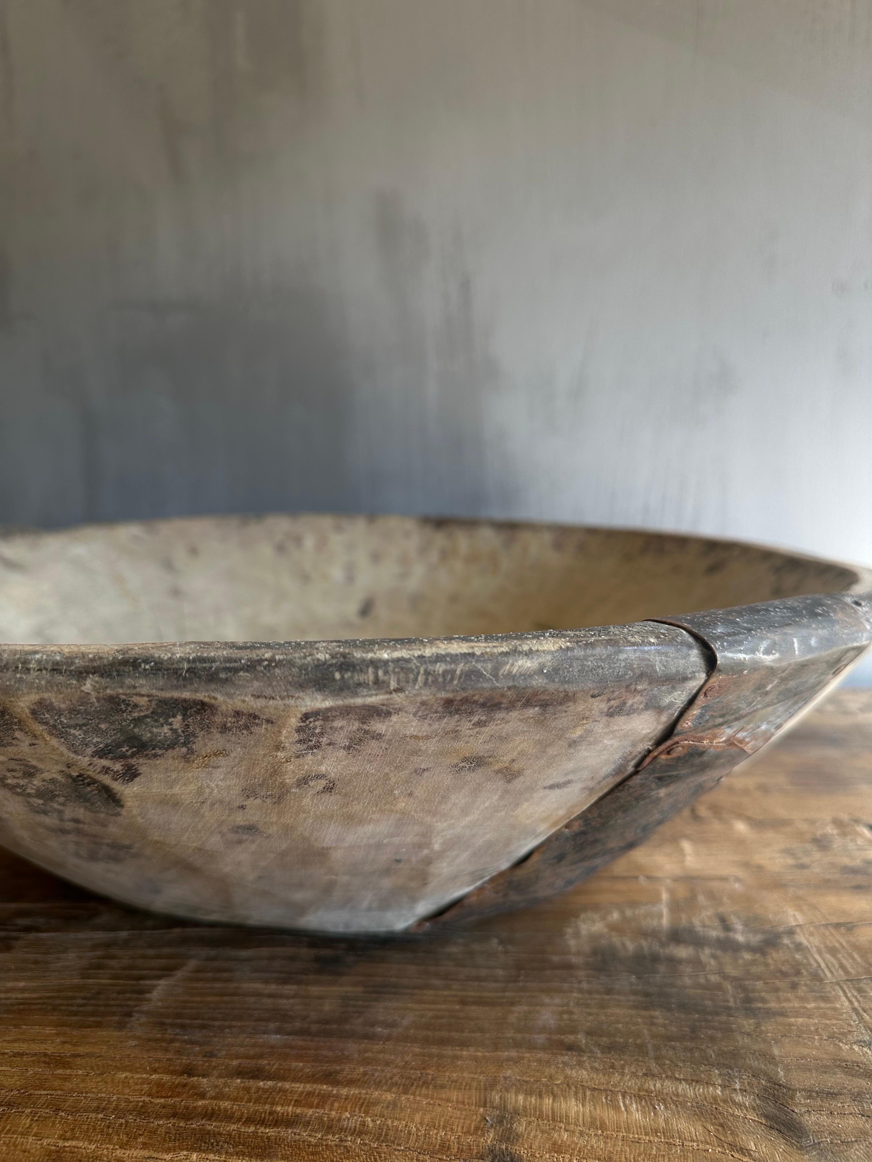 Large Vintage Decorative Wood Bowl For Sale 3