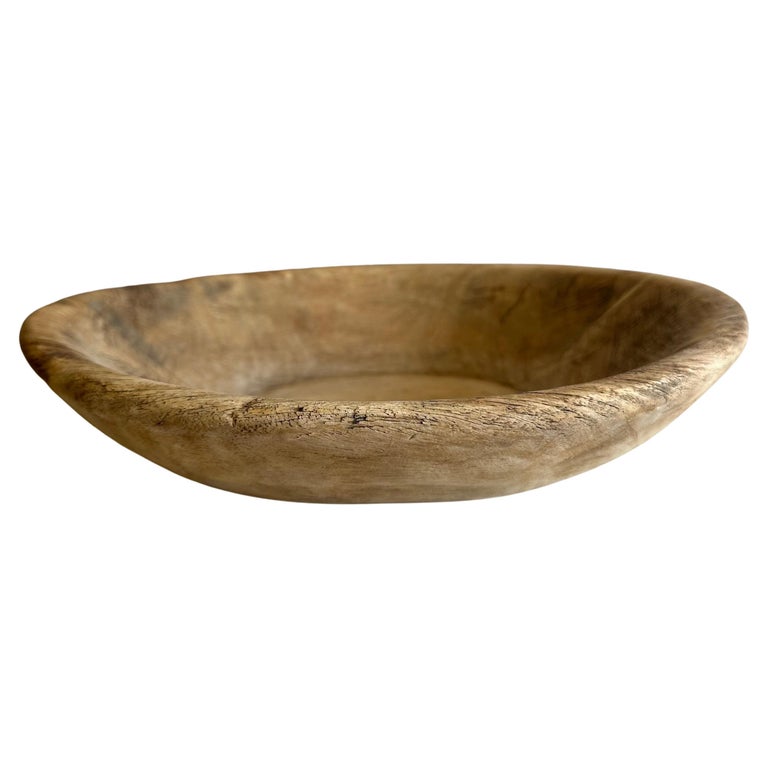Large Vintage Decorative Wood Bowl For Sale at 1stDibs