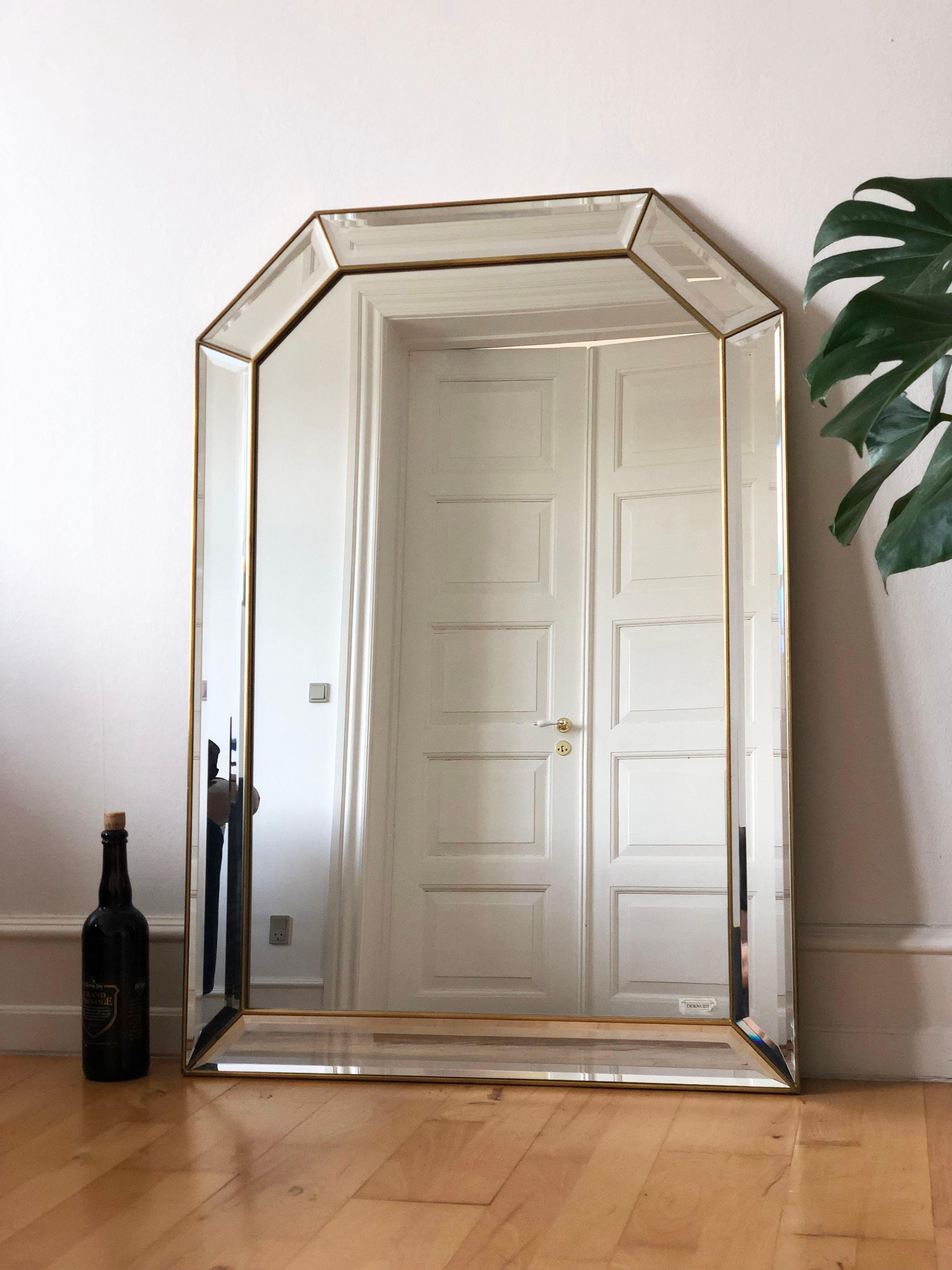 Smussato Grande specchio Deknudt d'epoca in oro Belgio anni '80 in vendita